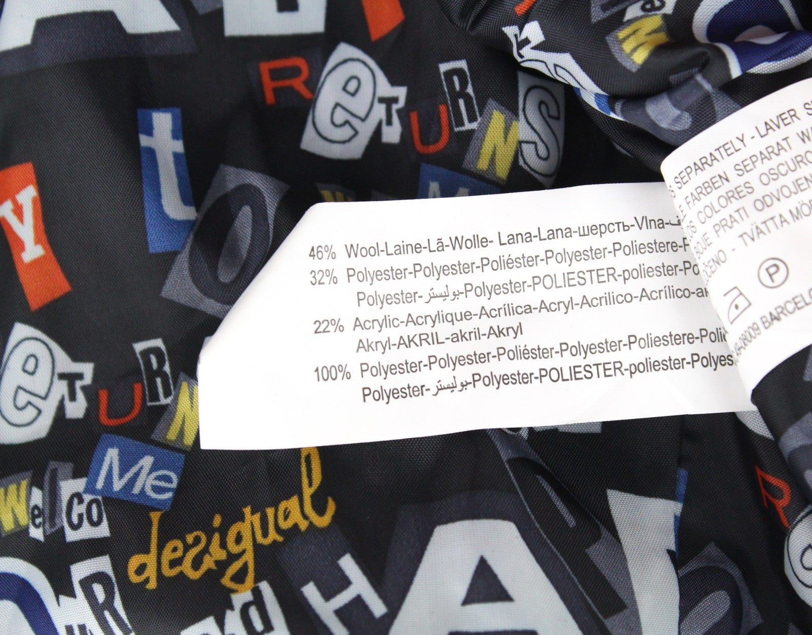 DESIGUAL Women's EU40 Blue Wool Blend Designer Coat Kimono Embroidered Tartan