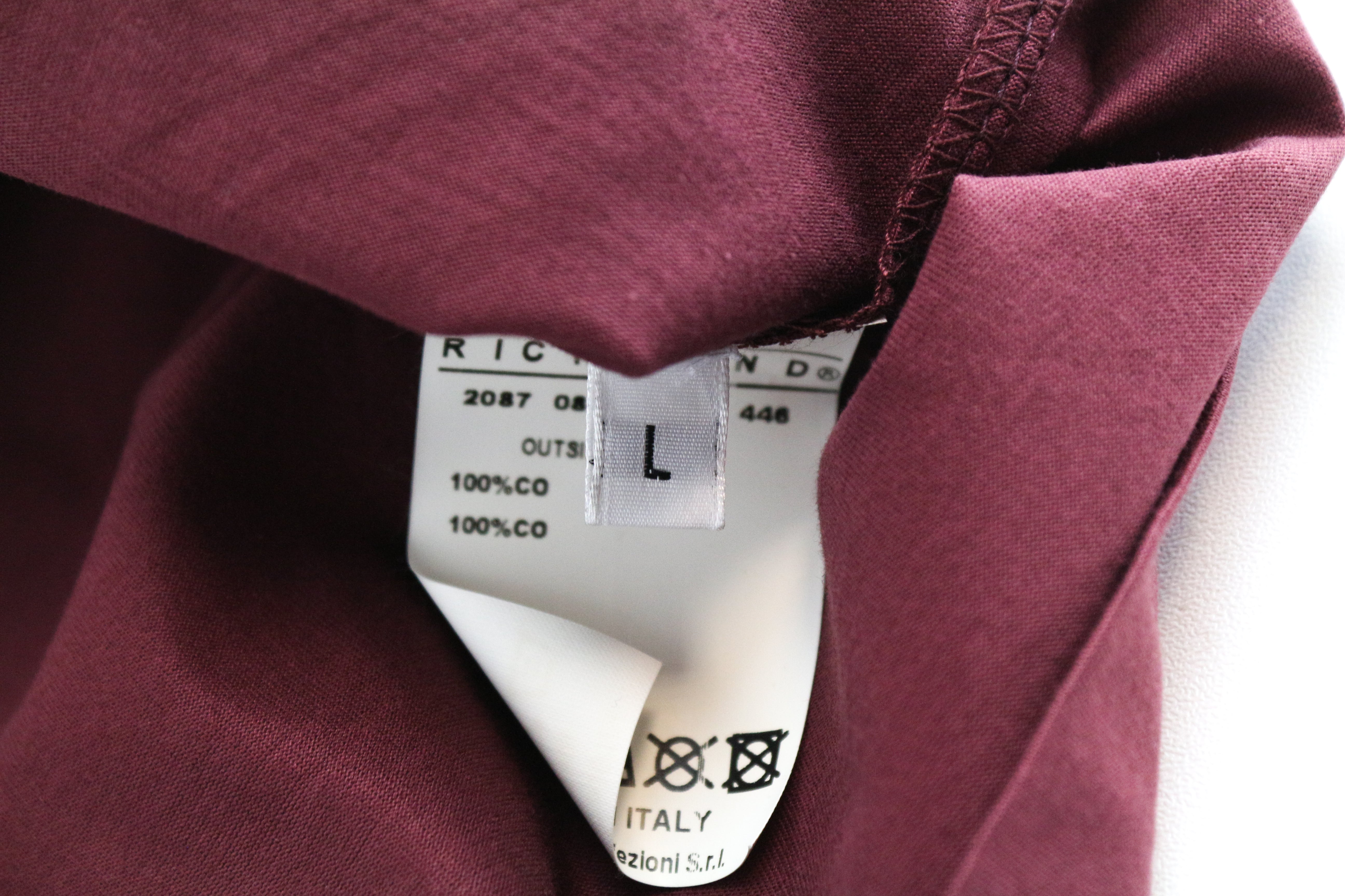 RICHMOND Men's Red Tee L V-Neck Pure Cotton Casual Plain Short Sleeve