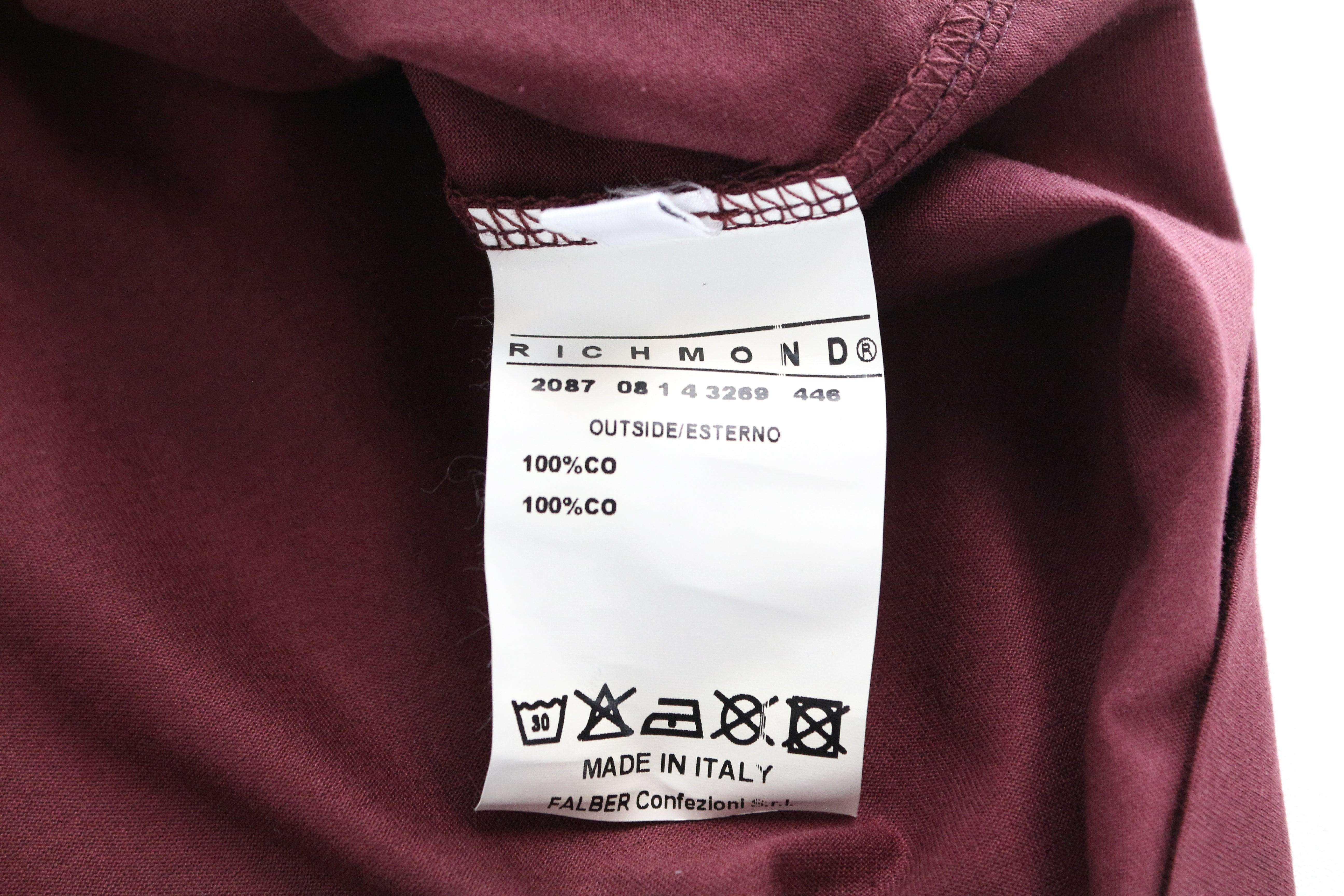 RICHMOND Men's Red Tee L V-Neck Pure Cotton Casual Plain Short Sleeve