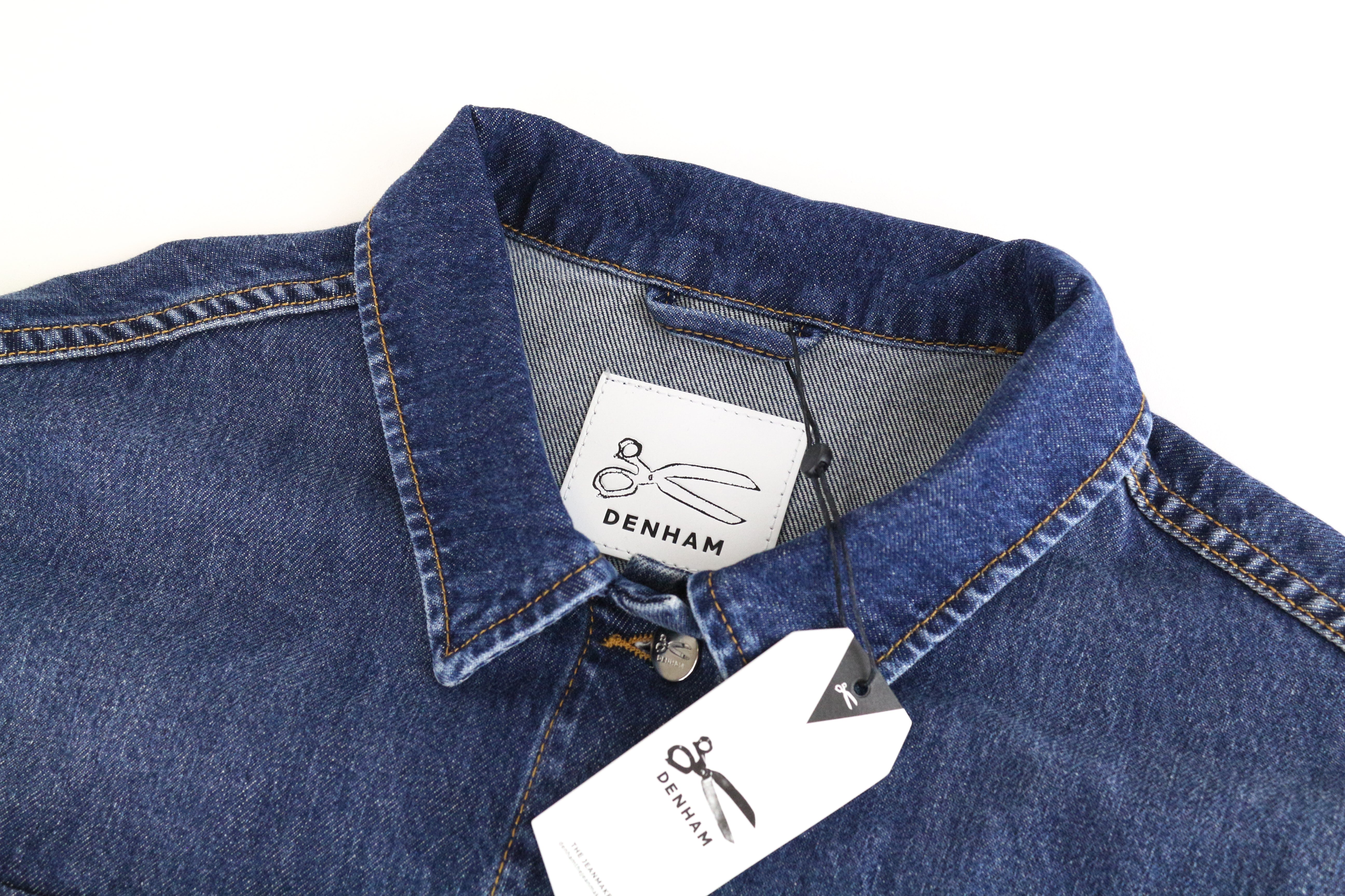 DENHAM Century Trucker Jacket M Blue Long Sleeve Cotton Logo Denim Men's Style