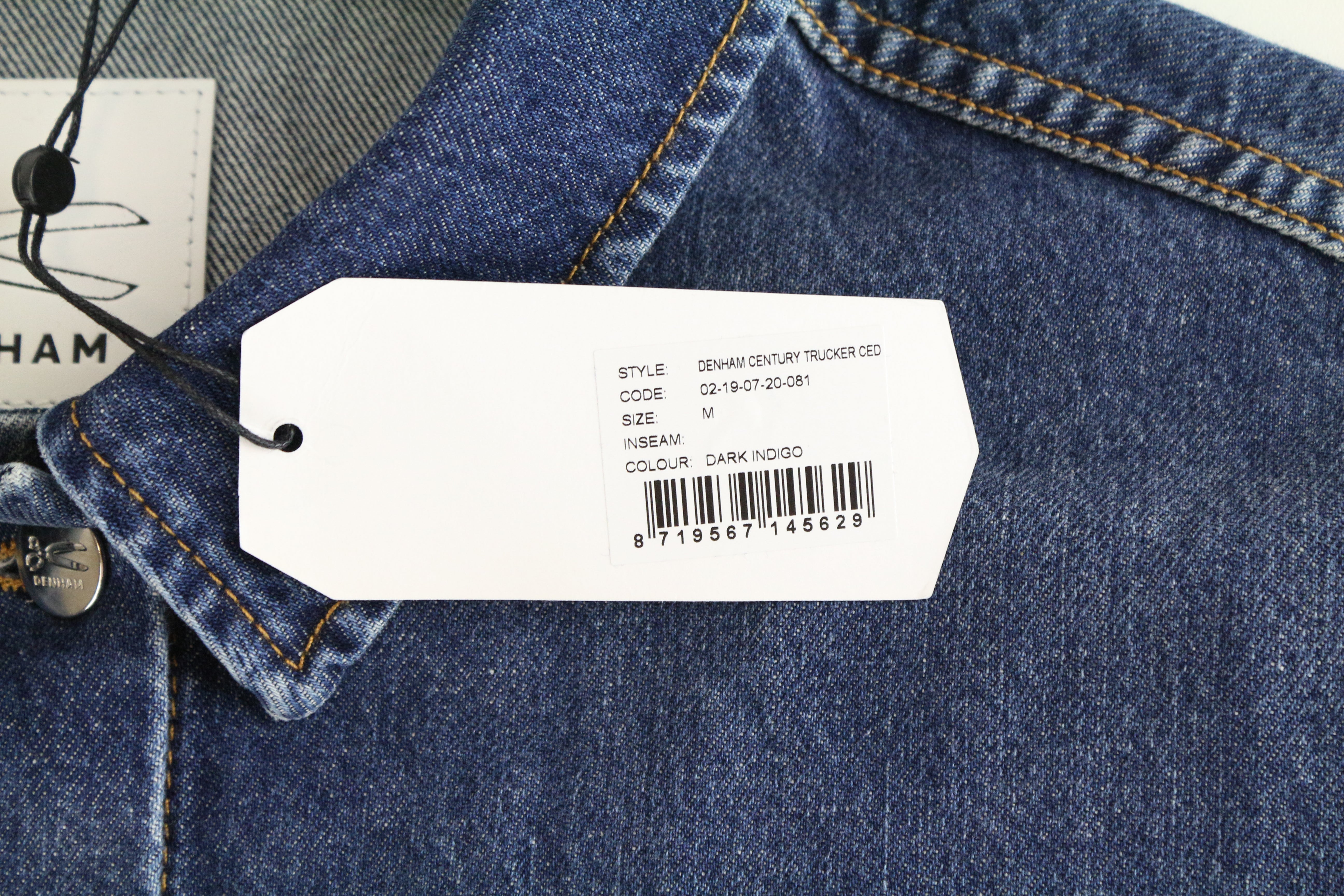 DENHAM Century Trucker Jacket M Blue Long Sleeve Cotton Logo Denim Men's Style