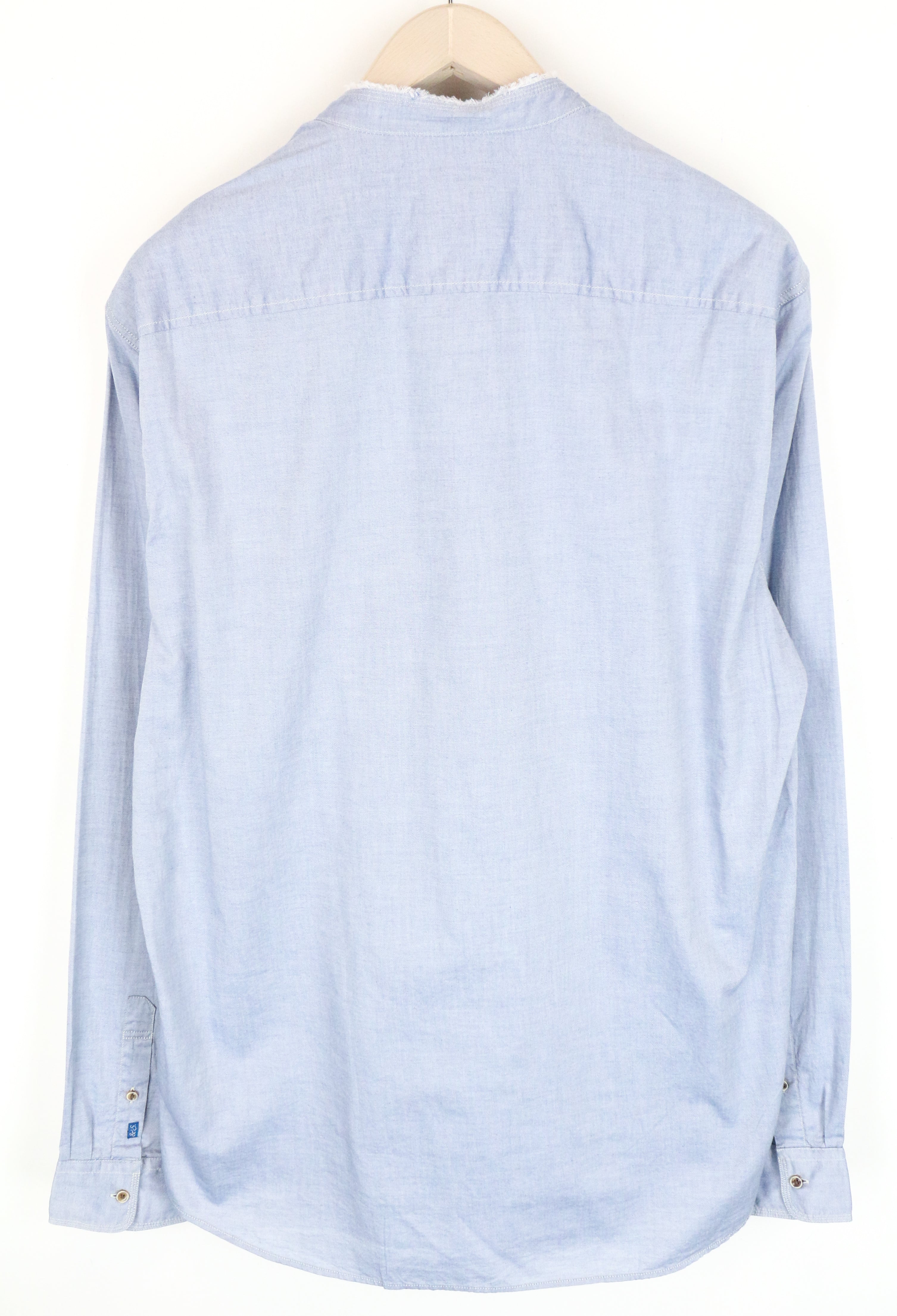 SCOTCH & SODA Ams Couture Men's Shirt 2XL Blue Band Collar Long Sleeve Cotton