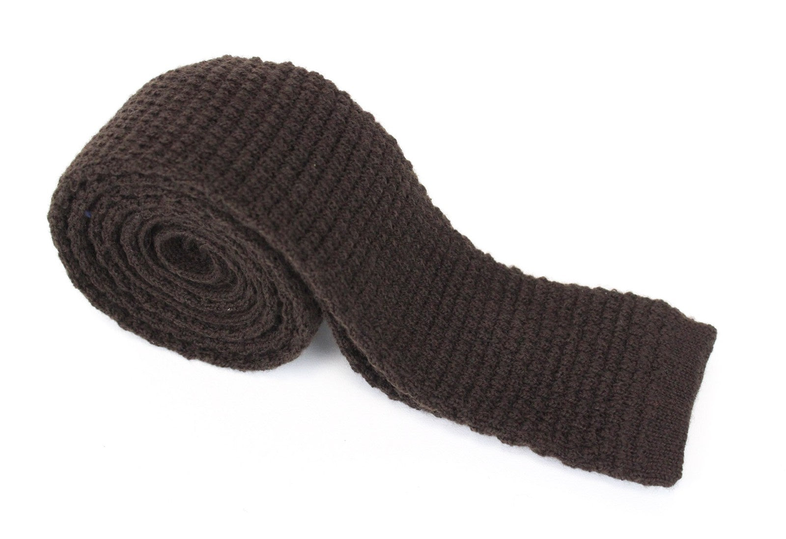 SUITSUPPLY Men's Tie ~153 x 6 cm Dark Brown Knit Skinny Classic Pure Wool