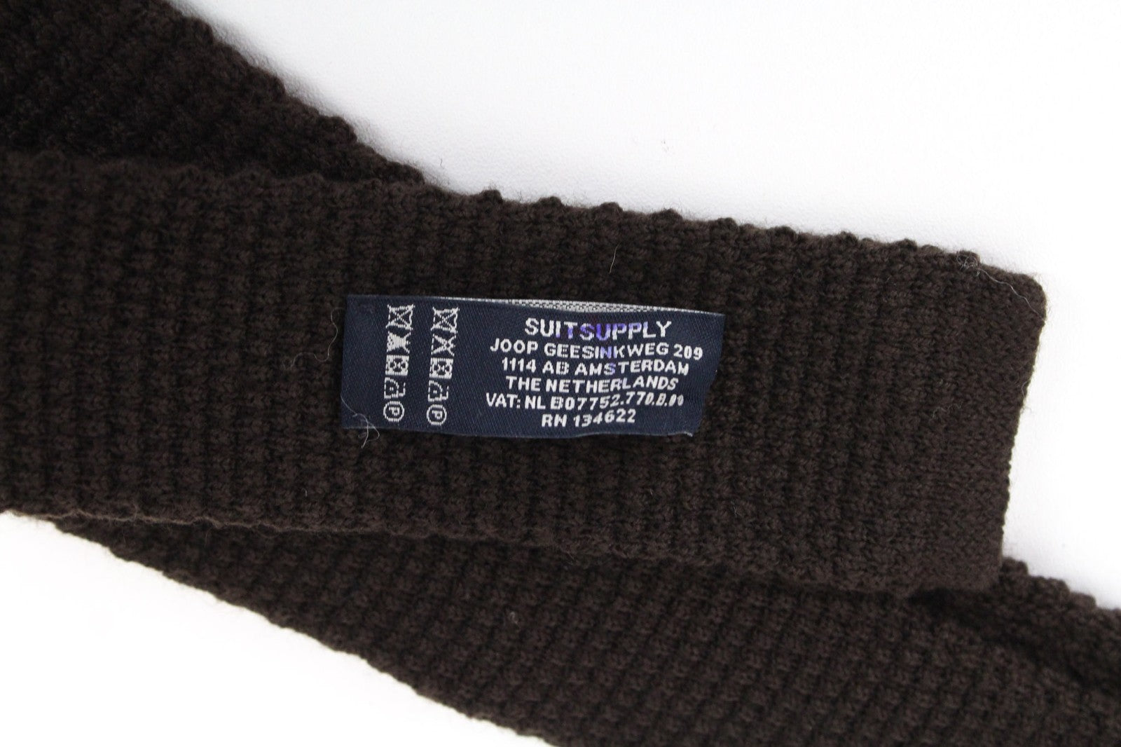 SUITSUPPLY Men's Tie ~153 x 6 cm Dark Brown Knit Skinny Classic Pure Wool