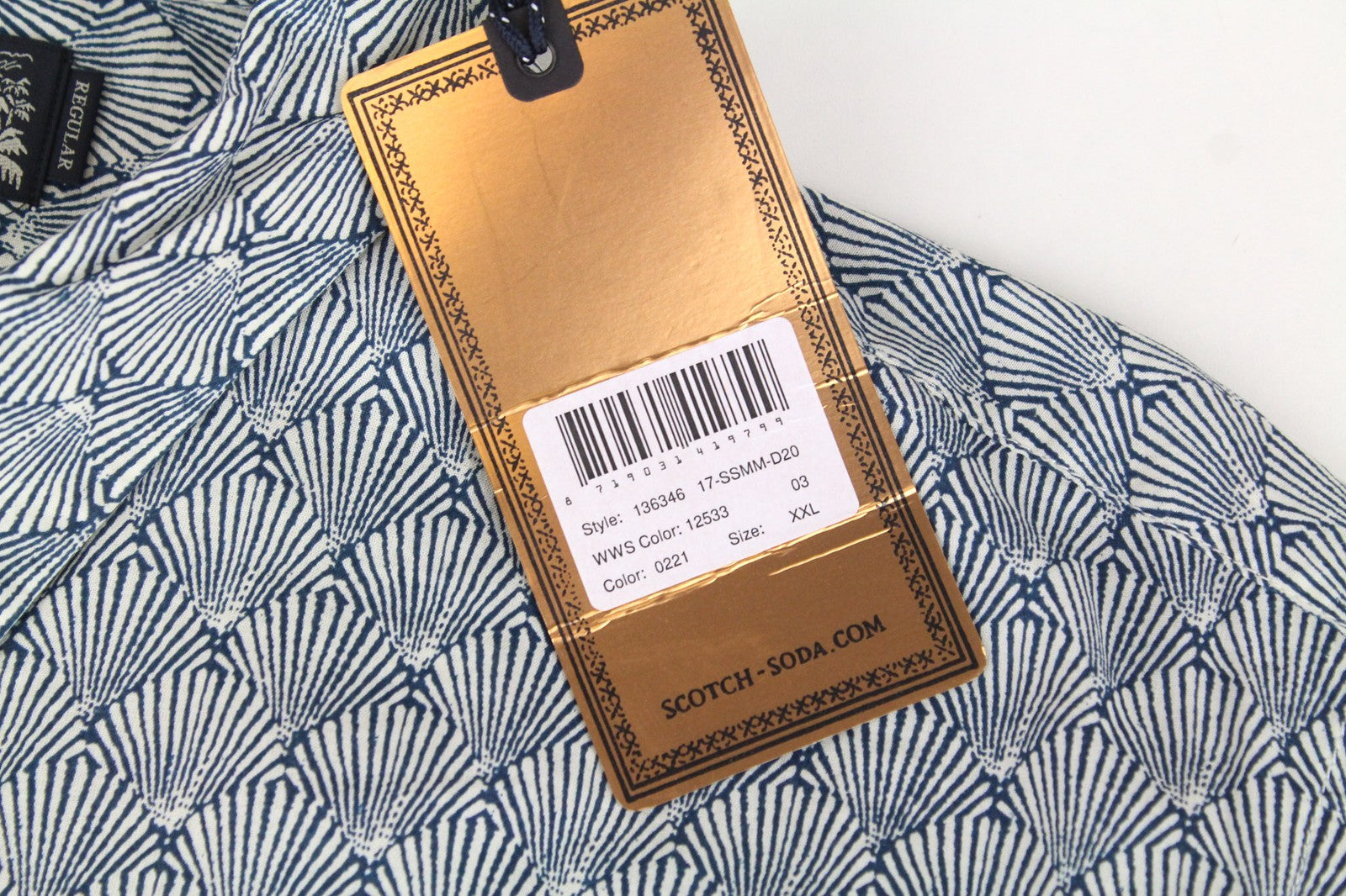 SCOTCH & SODA Men's Shirt 2XL Summer Blue Melange Nautical Shell Pure Cotton