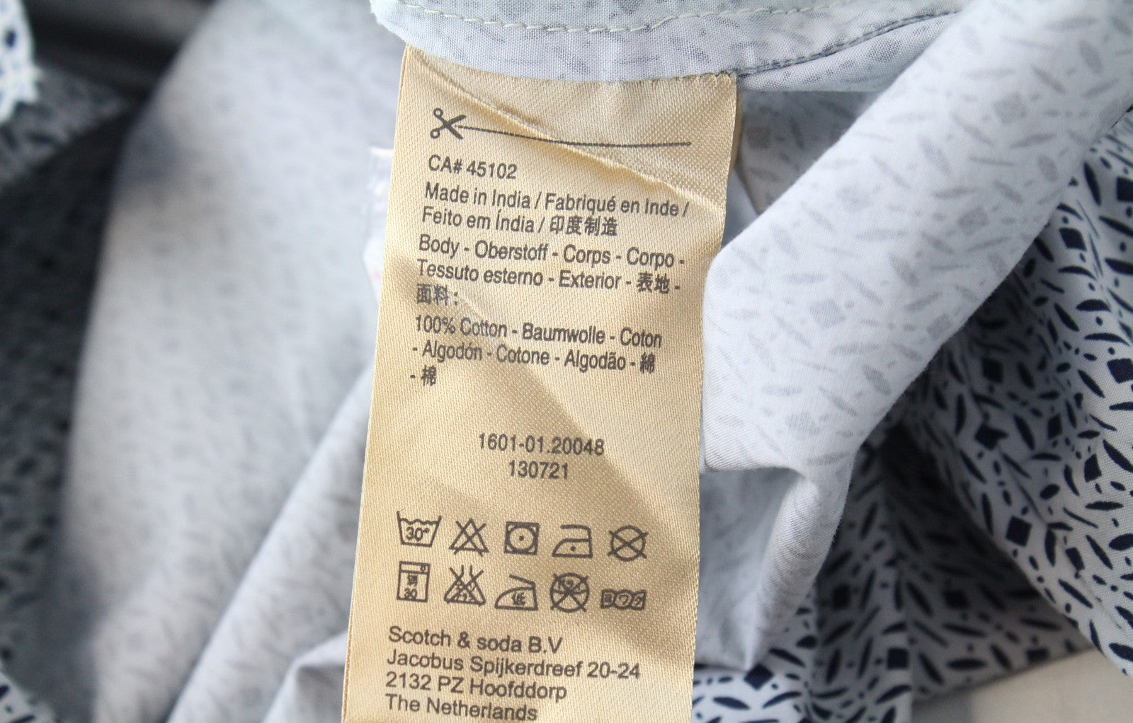 SCOTCH & SODA Men's Shirt XL Blue Graphic Print Pure Cotton Classic V-Neck