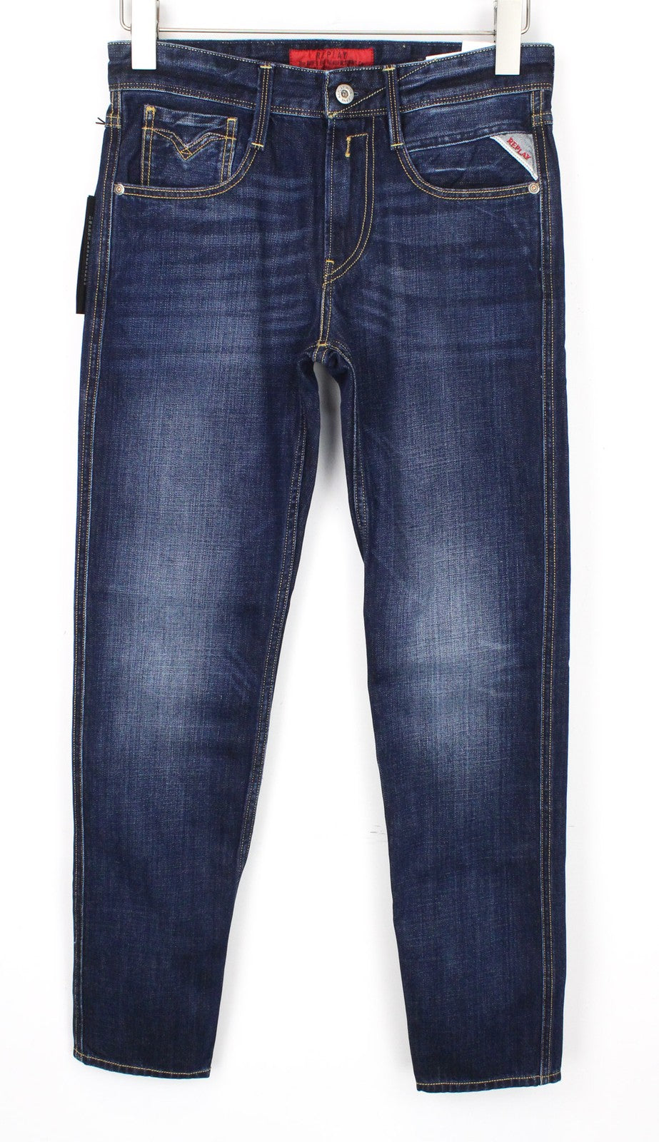 REPLAY Anbass Men's Jeans W27/L30 Dark Blue Slim Non-Stretch Zip-Fly Classic