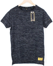 SCOTCH & SODA Men's T-Shirt S Navy Blue Melange Long Crew Neck Stretch Cotton