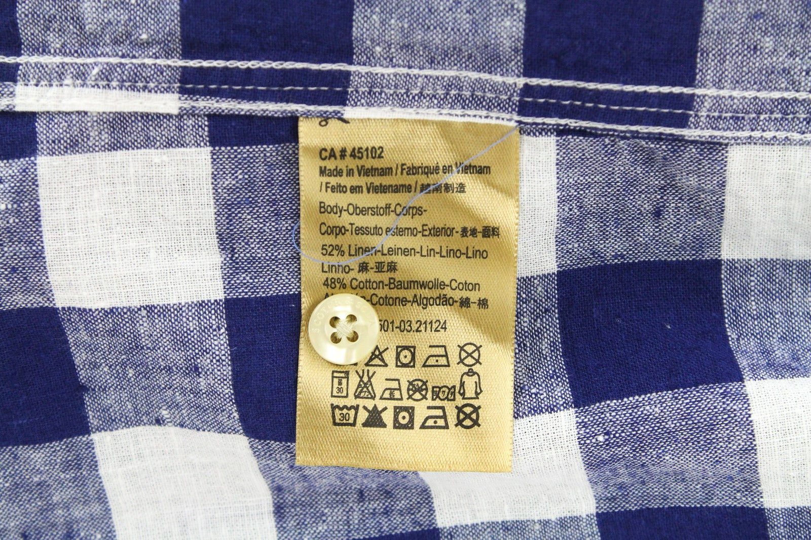 SCOTCH & SODA Men's Shirt M Classic Linen Cotton Blue Gingham Check Design