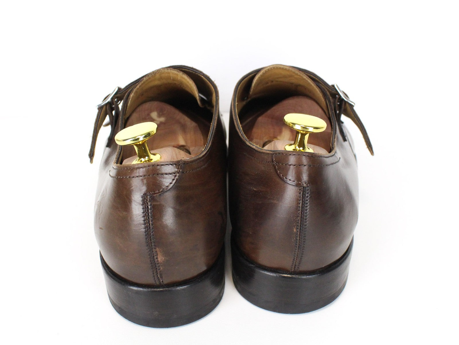 SUITSUPPLY Men's Formal Shoes EU43.5 Brown Leather Double Buckle Classic Low