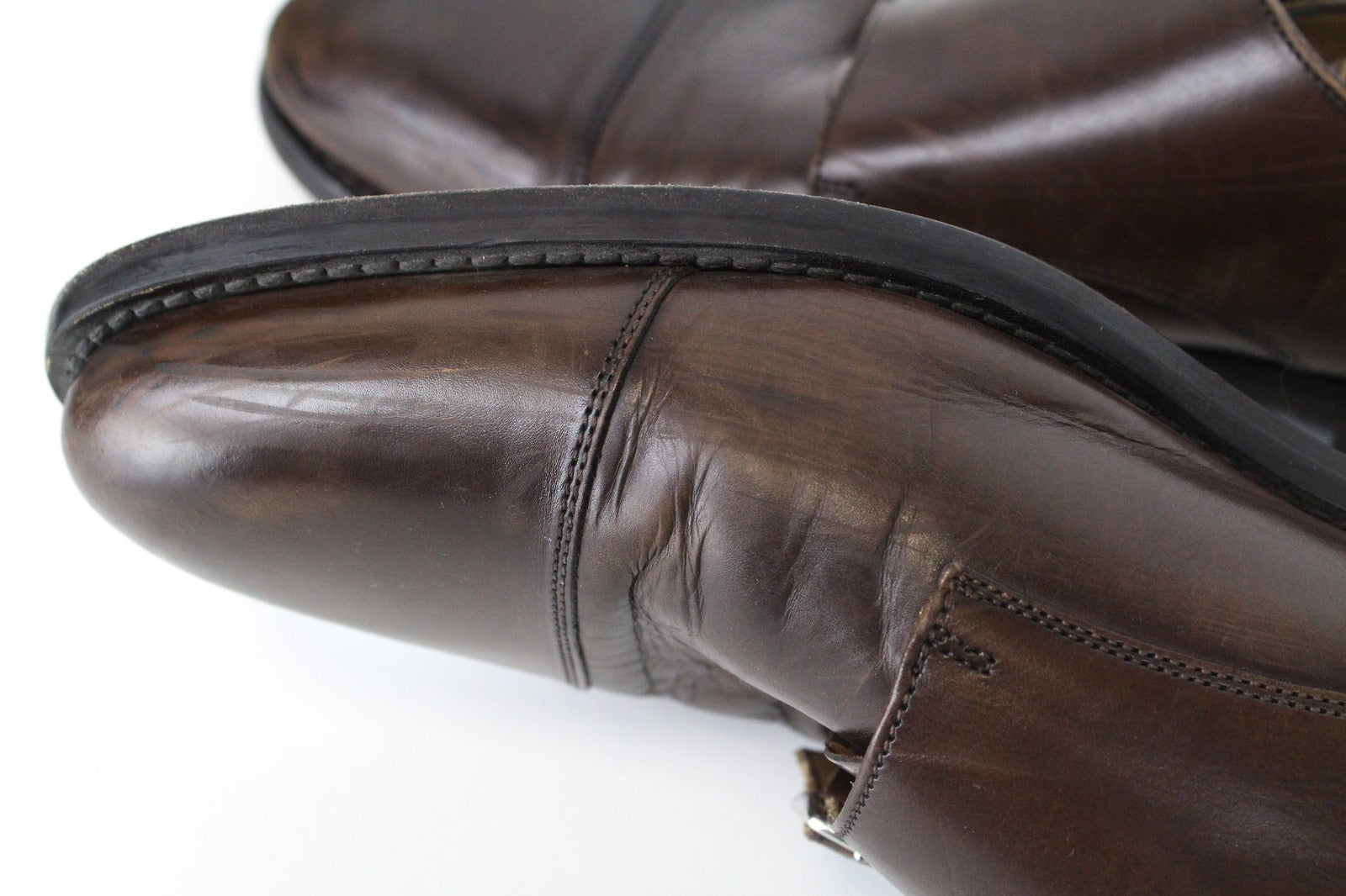 SUITSUPPLY Men's Formal Shoes EU43.5 Brown Leather Double Buckle Classic Low