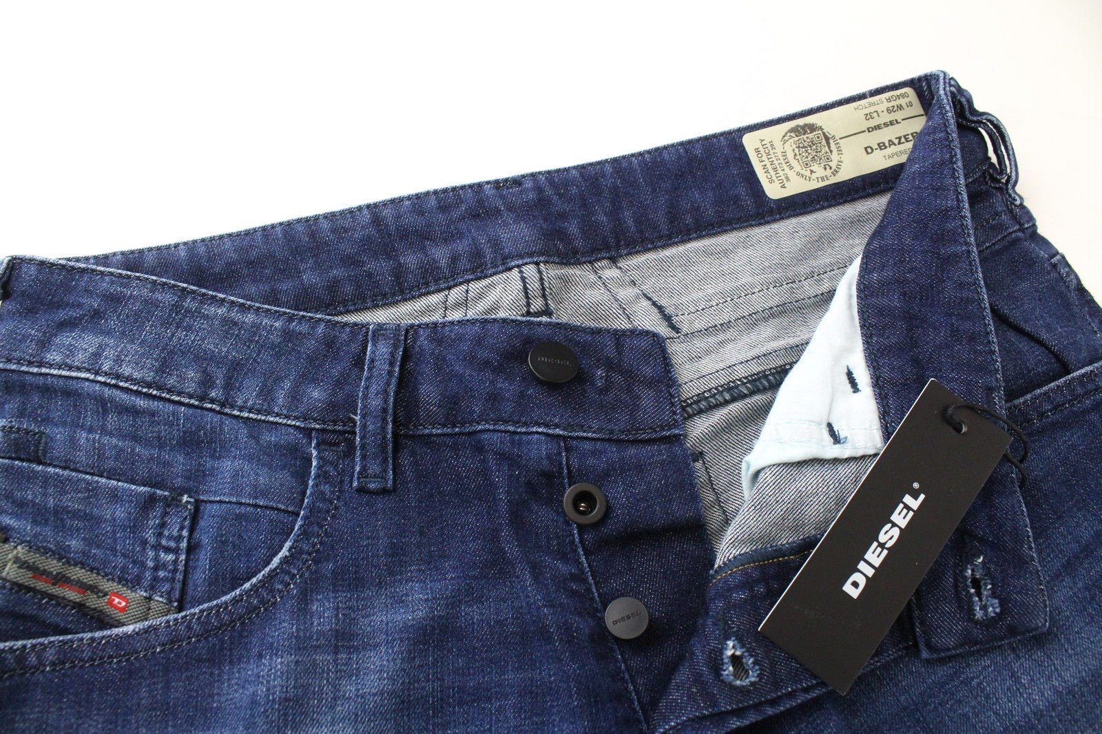 DIESEL D-Bazer 084GR Men's Jeans W29/L32 Blue Cotton Stretch Wash Tapered Fit