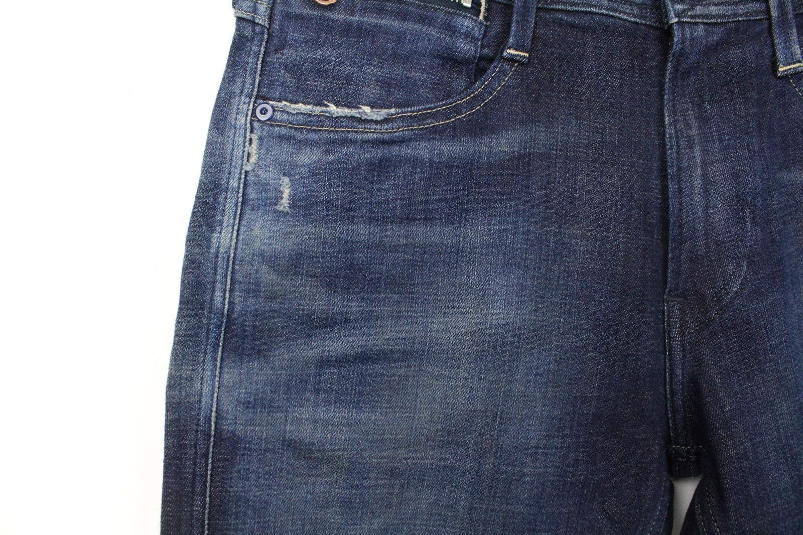 REPLAY Anbass Men's Jeans W30/L32 Deep Blue Slim Fit Distressed High Stretch