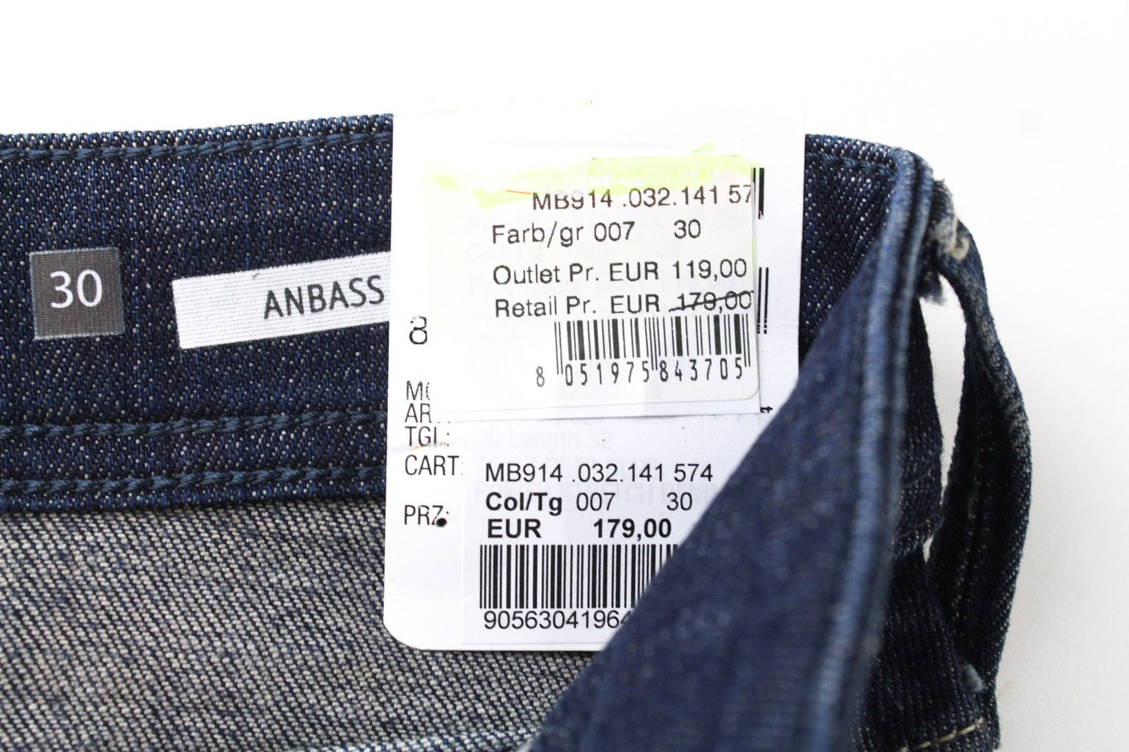 REPLAY Anbass Men's Jeans W30/L32 Deep Blue Slim Fit Distressed High Stretch