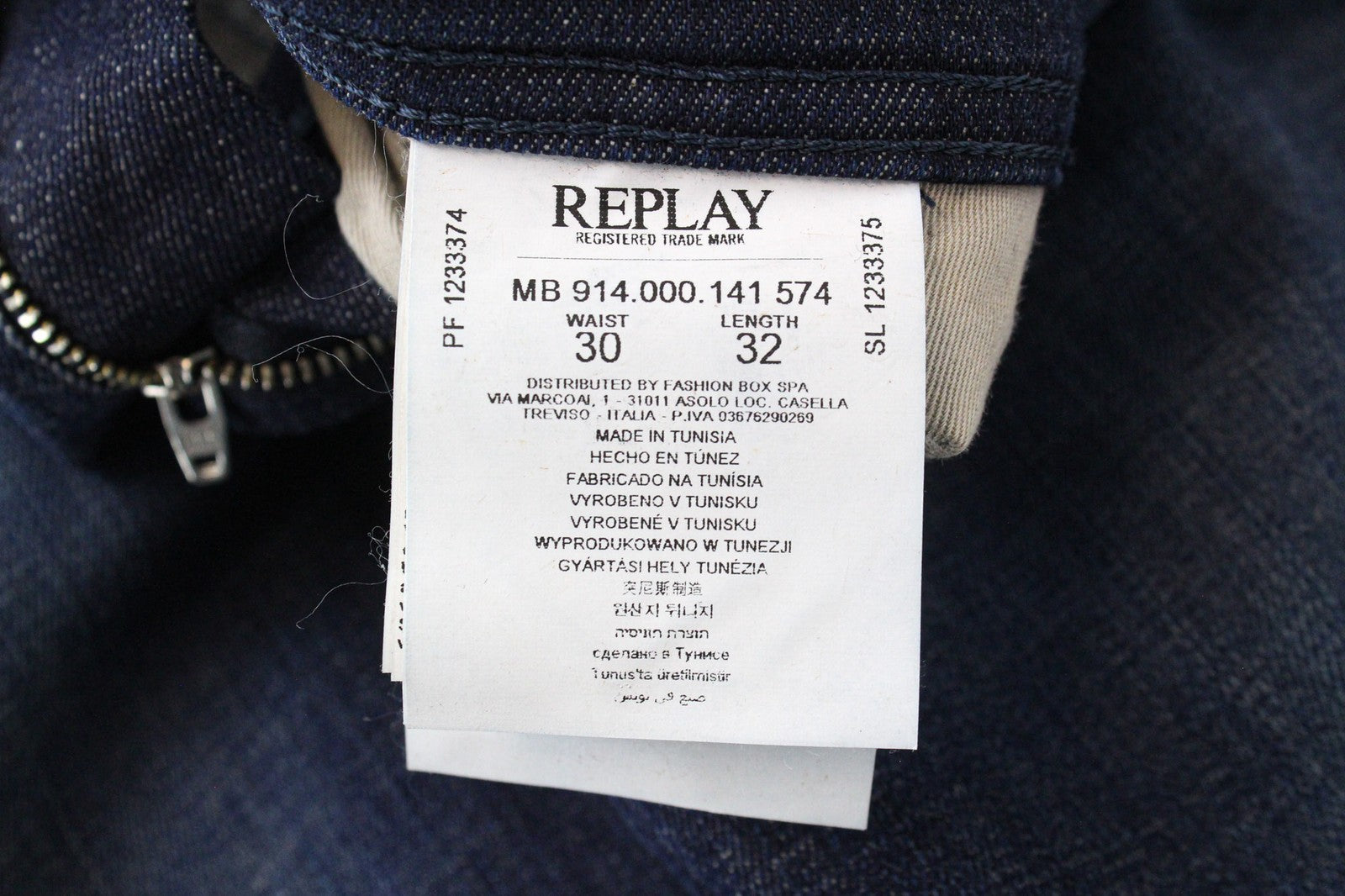 REPLAY Anbass Men's Jeans W30/L32 Deep Blue Slim Fit Distressed High Stretch