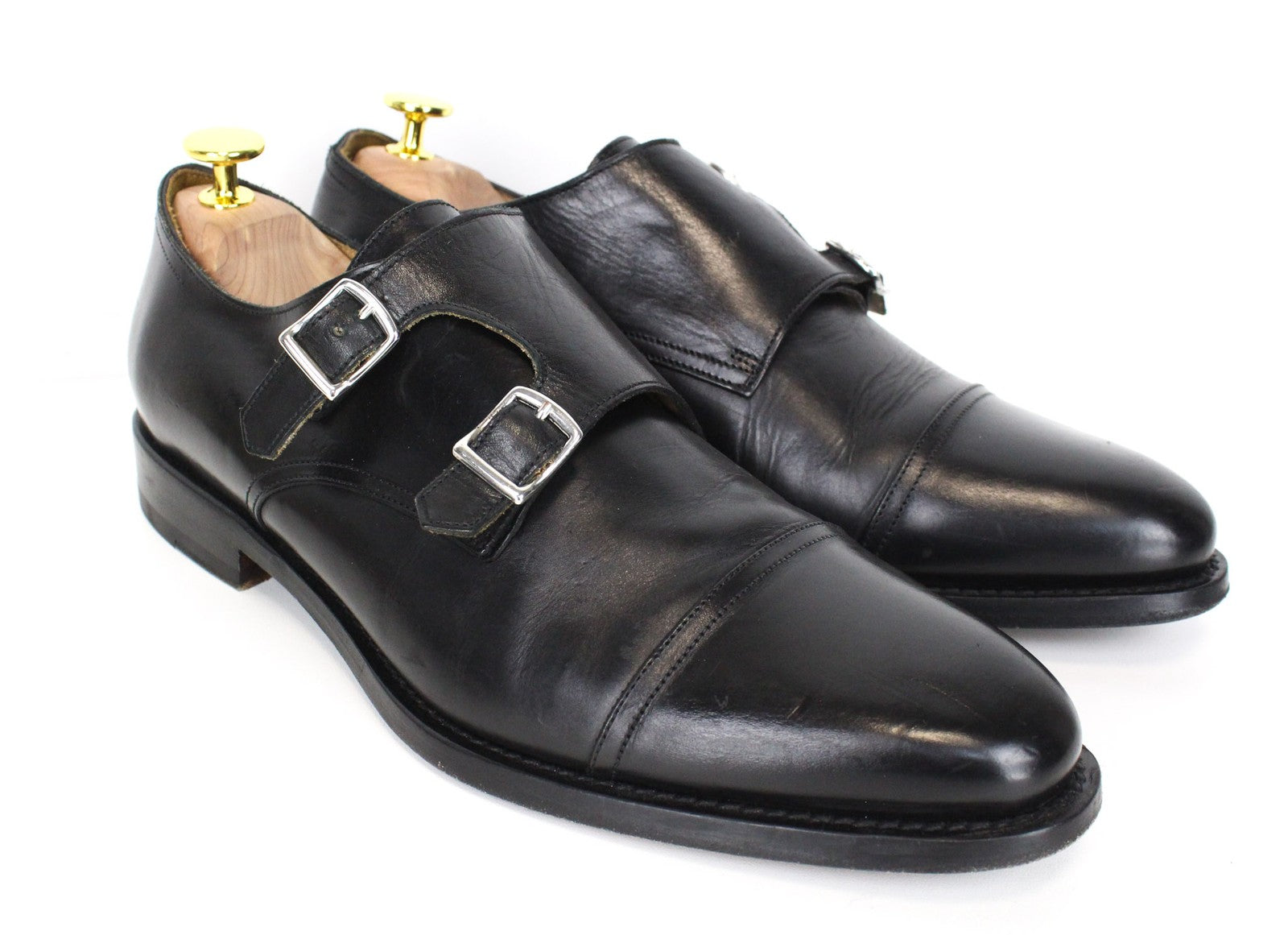 SUITSUPPLY Men's Formal Shoes EU41 Black Leather Double Buckle Low-Top Classic