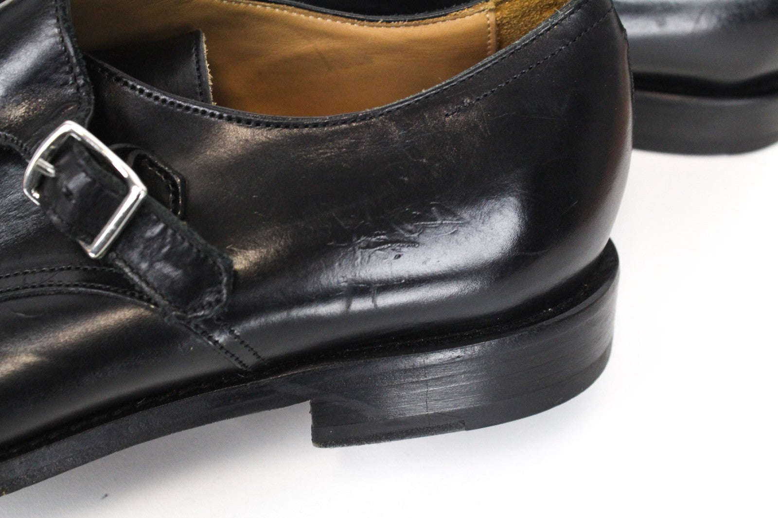 SUITSUPPLY Men's Formal Shoes EU41 Black Leather Double Buckle Low-Top Classic