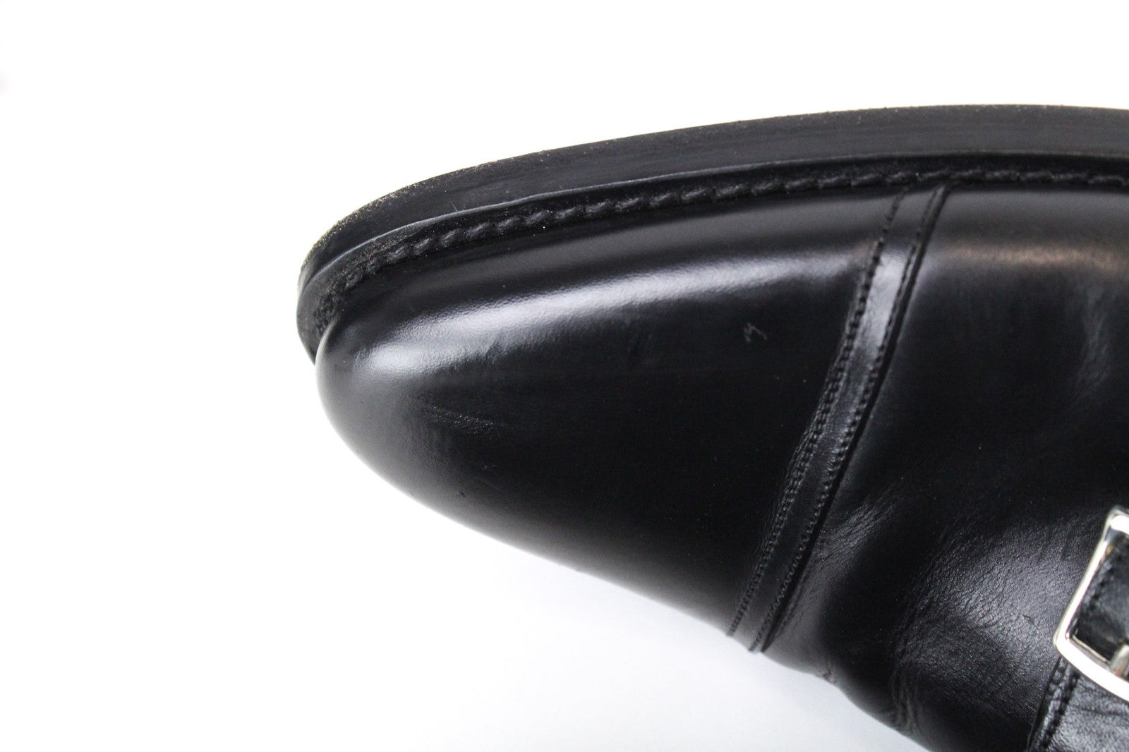 SUITSUPPLY Men's Formal Shoes EU41 Black Leather Double Buckle Low-Top Classic