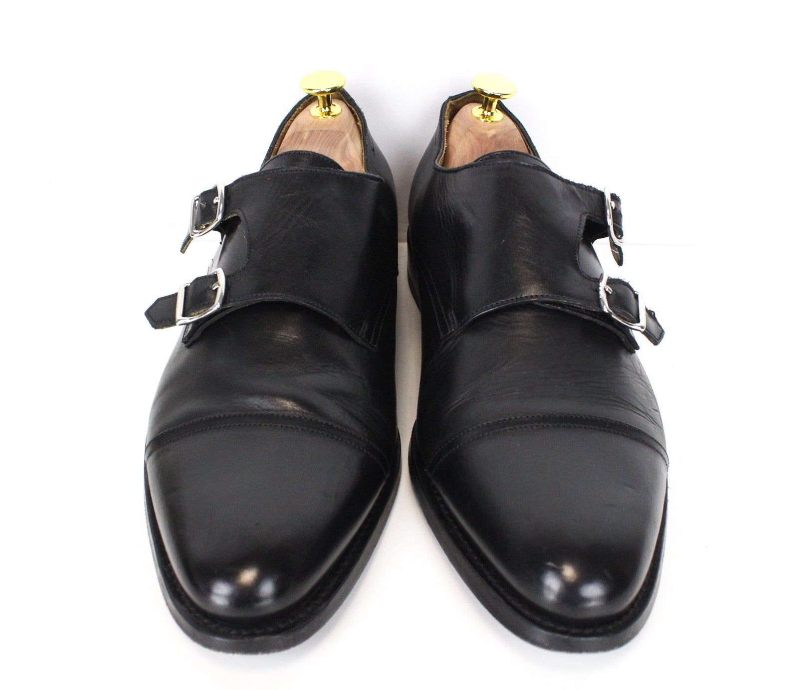 SUITSUPPLY Men's Formal Shoes EU41 Black Leather Double Buckle Low-Top Classic