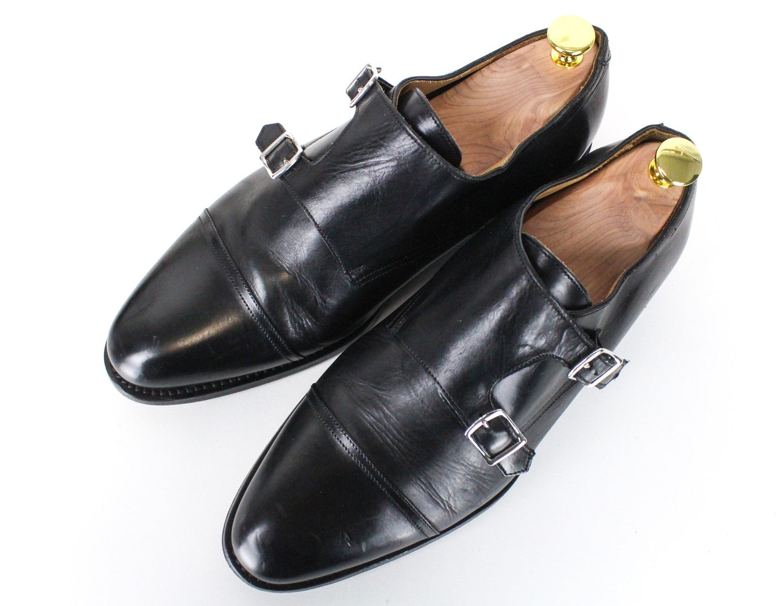 SUITSUPPLY Men's Formal Shoes EU41 Black Leather Double Buckle Low-Top Classic