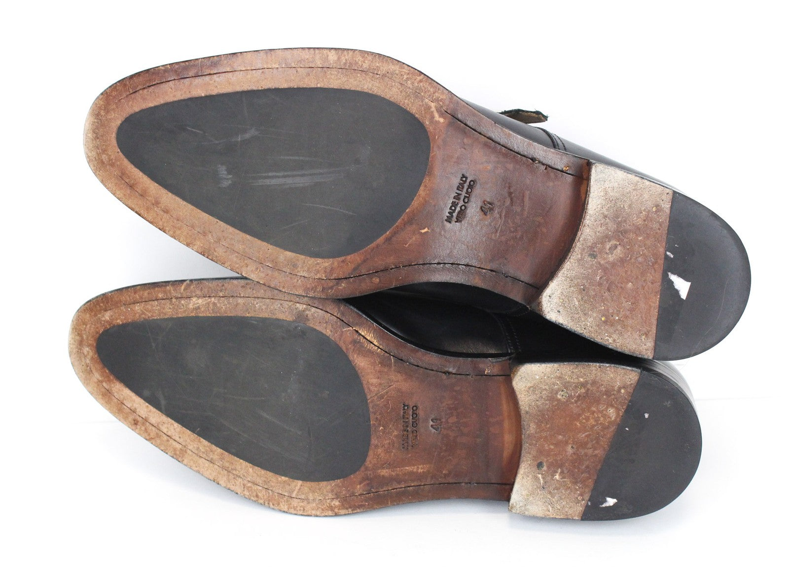 SUITSUPPLY Men's Formal Shoes EU41 Black Leather Double Buckle Low-Top Classic