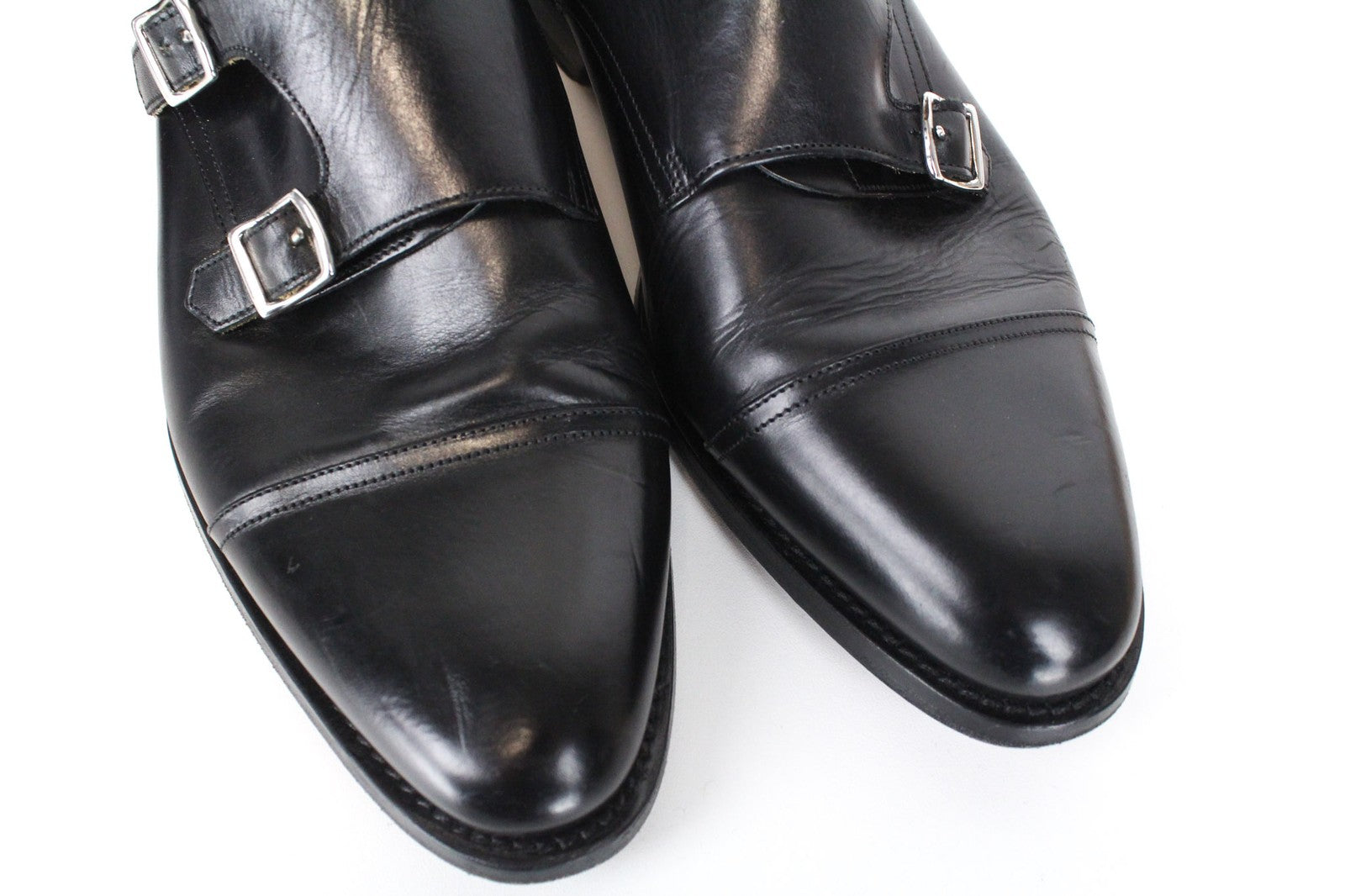 SUITSUPPLY Men's Formal Shoes EU41 Black Leather Double Buckle Low-Top Classic