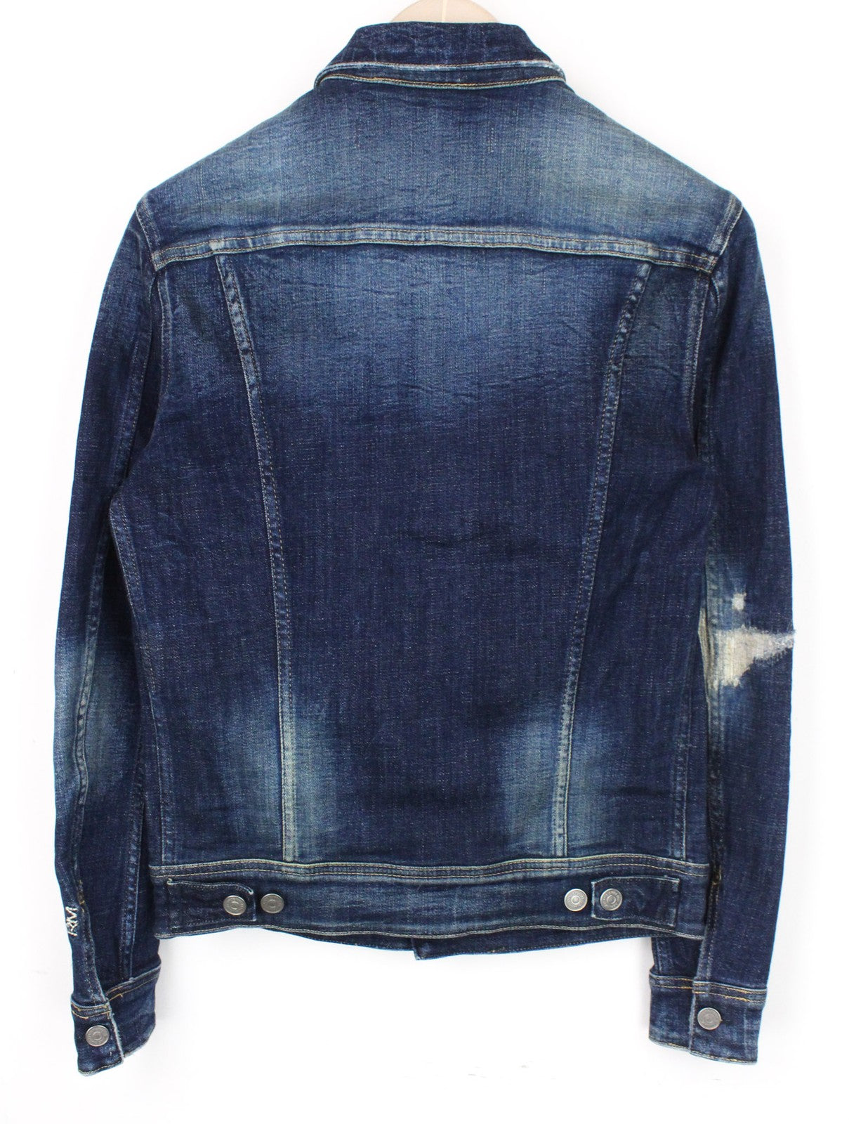 REPLAY Men's Jacket S Blue Stretch Denim Washed Distressed Lightweight Cotton