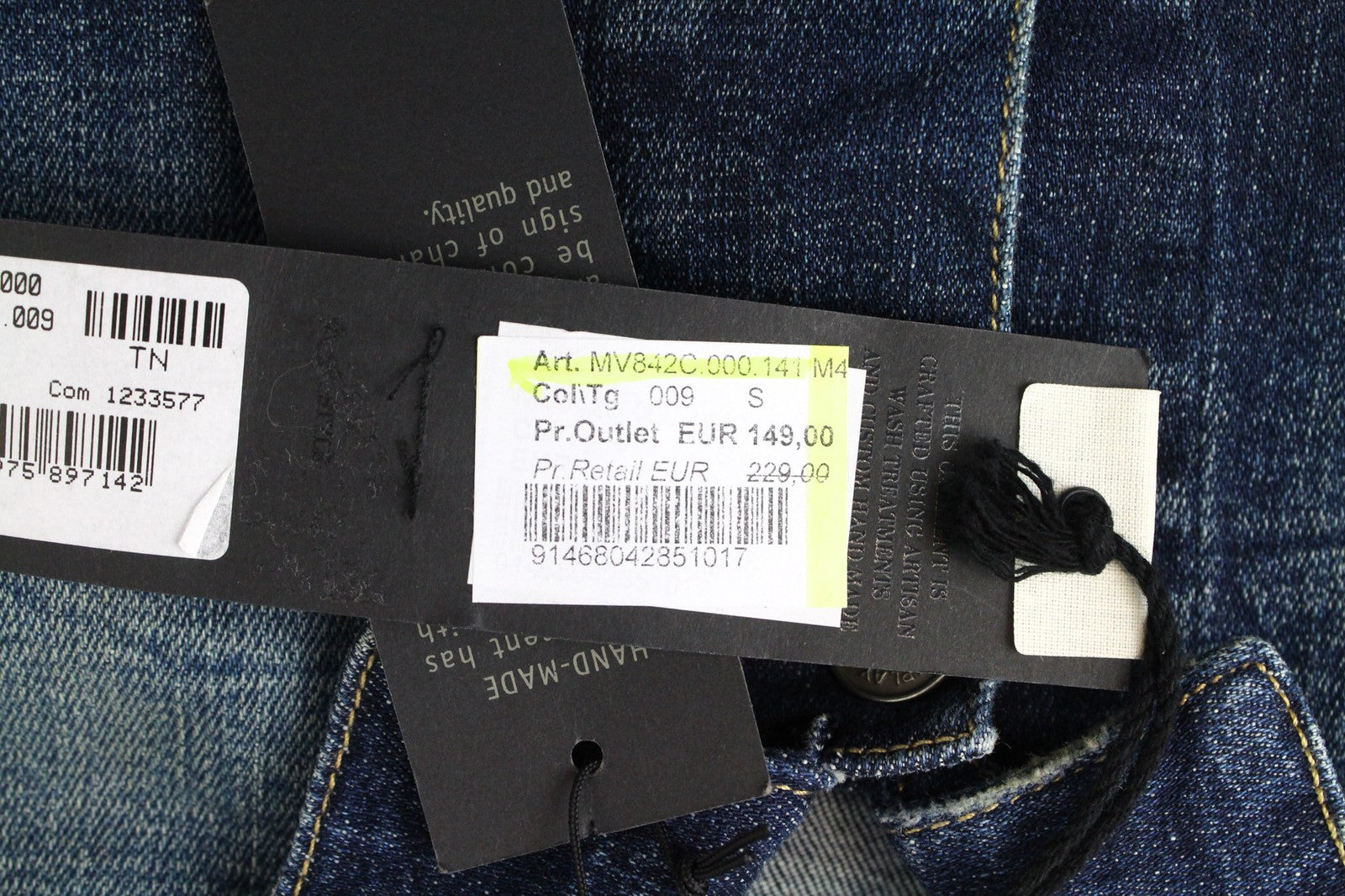 REPLAY Men's Jacket S Blue Stretch Denim Washed Distressed Lightweight Cotton