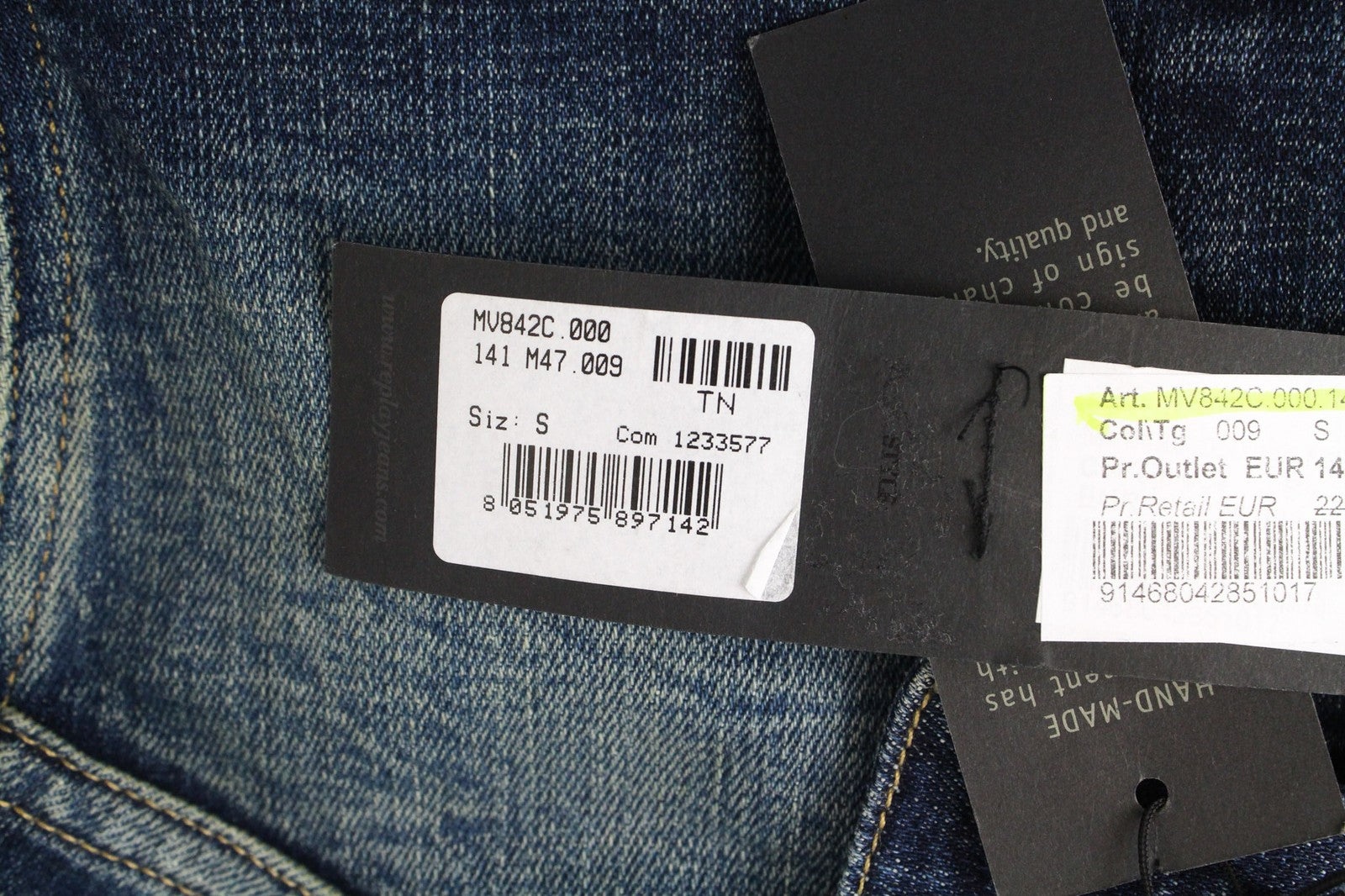 REPLAY Men's Jacket S Blue Stretch Denim Washed Distressed Lightweight Cotton