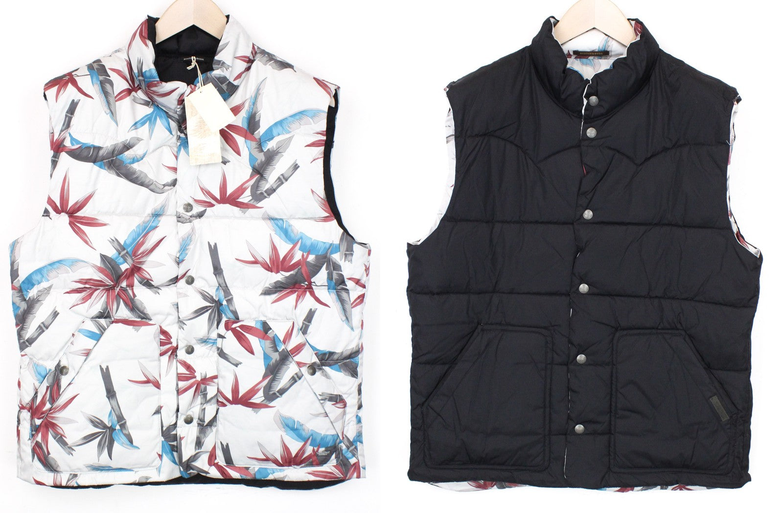 SCOTCH & SODA Ams Couture Men's Waistcoat XL Blue Reversible Lined Pattern Vest