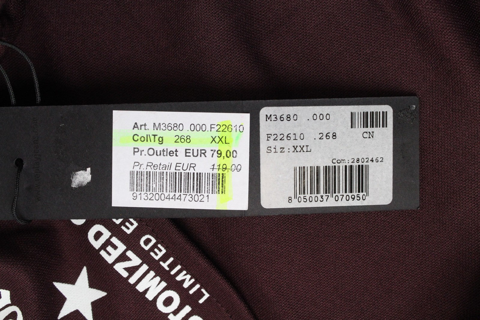 REPLAY Men's Sweatshirt 2XL Dark Red Long Sleeve Zip-Up Pocketed Casual