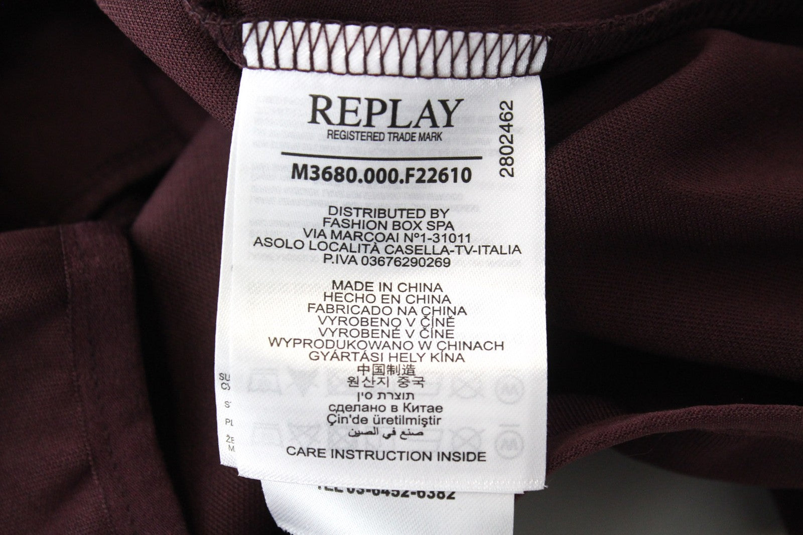 REPLAY Men's Sweatshirt M Burgundy High Neck Jersey Track Zip-Up Classic Sport