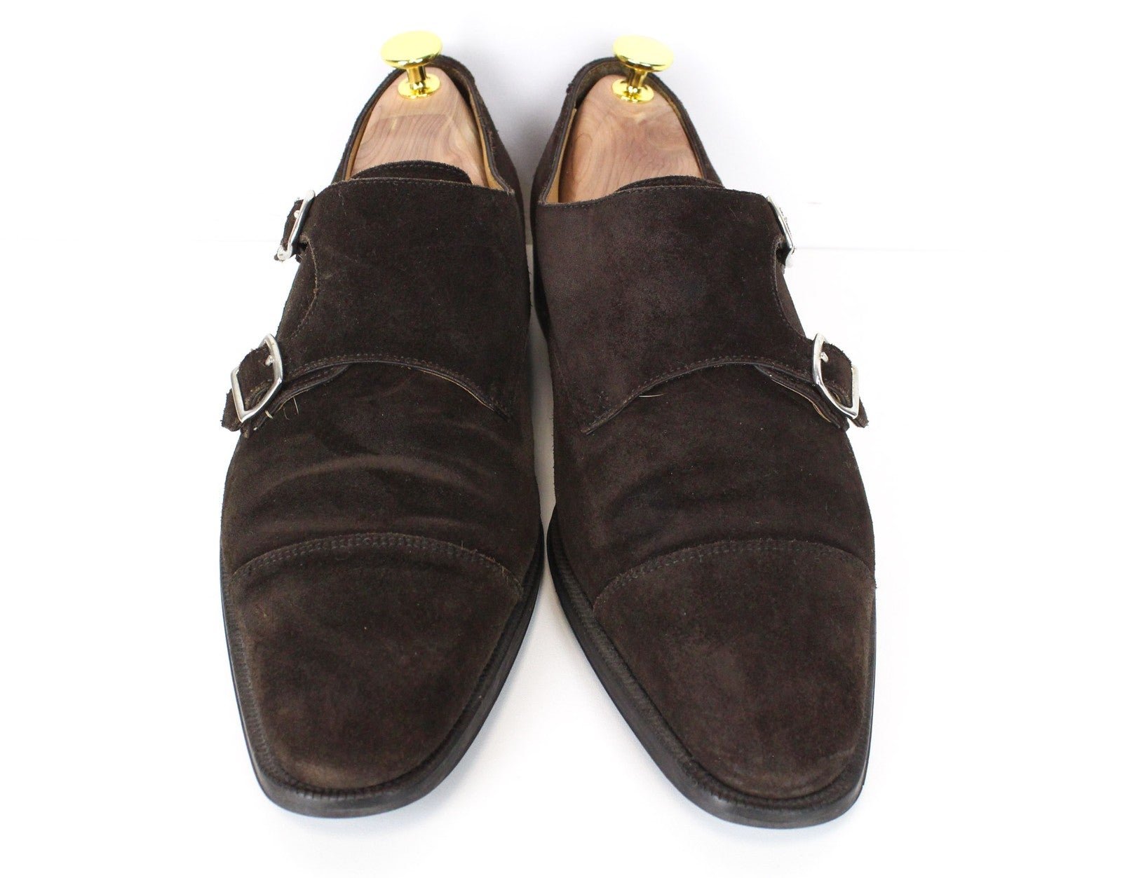 SUITSUPPLY Men's Formal Shoes EU41 Brown Suede Leather Double Buckle Low-Top