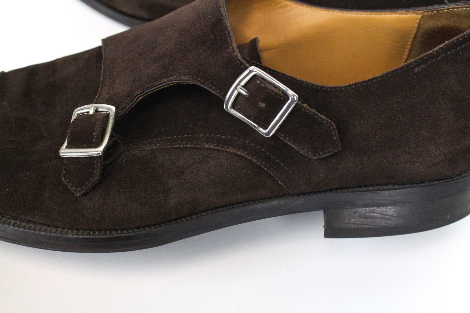 SUITSUPPLY Men's Formal Shoes EU41 Brown Suede Leather Double Buckle Low-Top