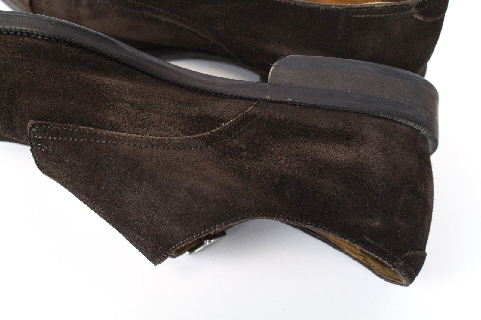 SUITSUPPLY Men's Formal Shoes EU41 Brown Suede Leather Double Buckle Low-Top