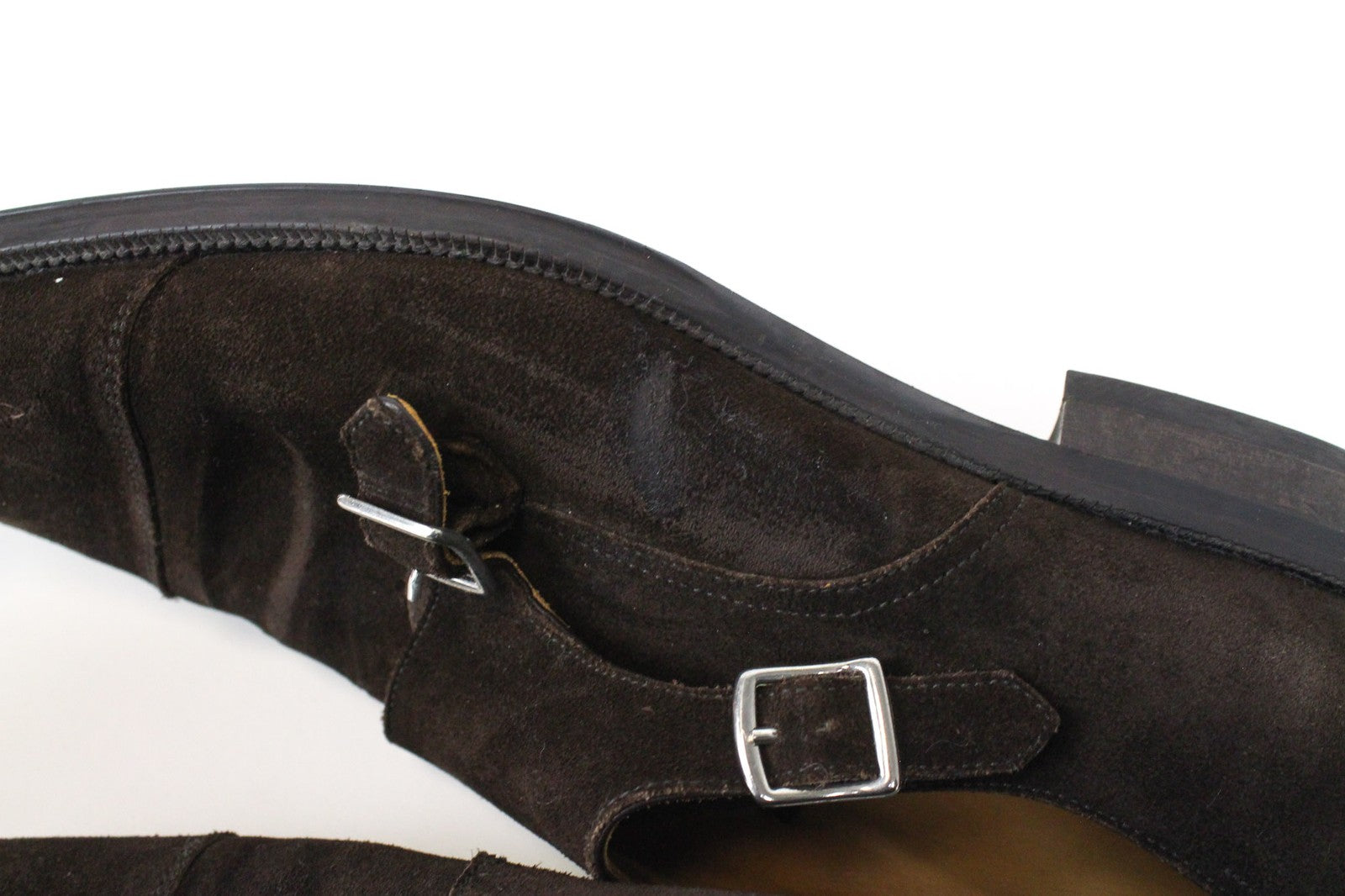 SUITSUPPLY Men's Formal Shoes EU41 Brown Suede Leather Double Buckle Low-Top