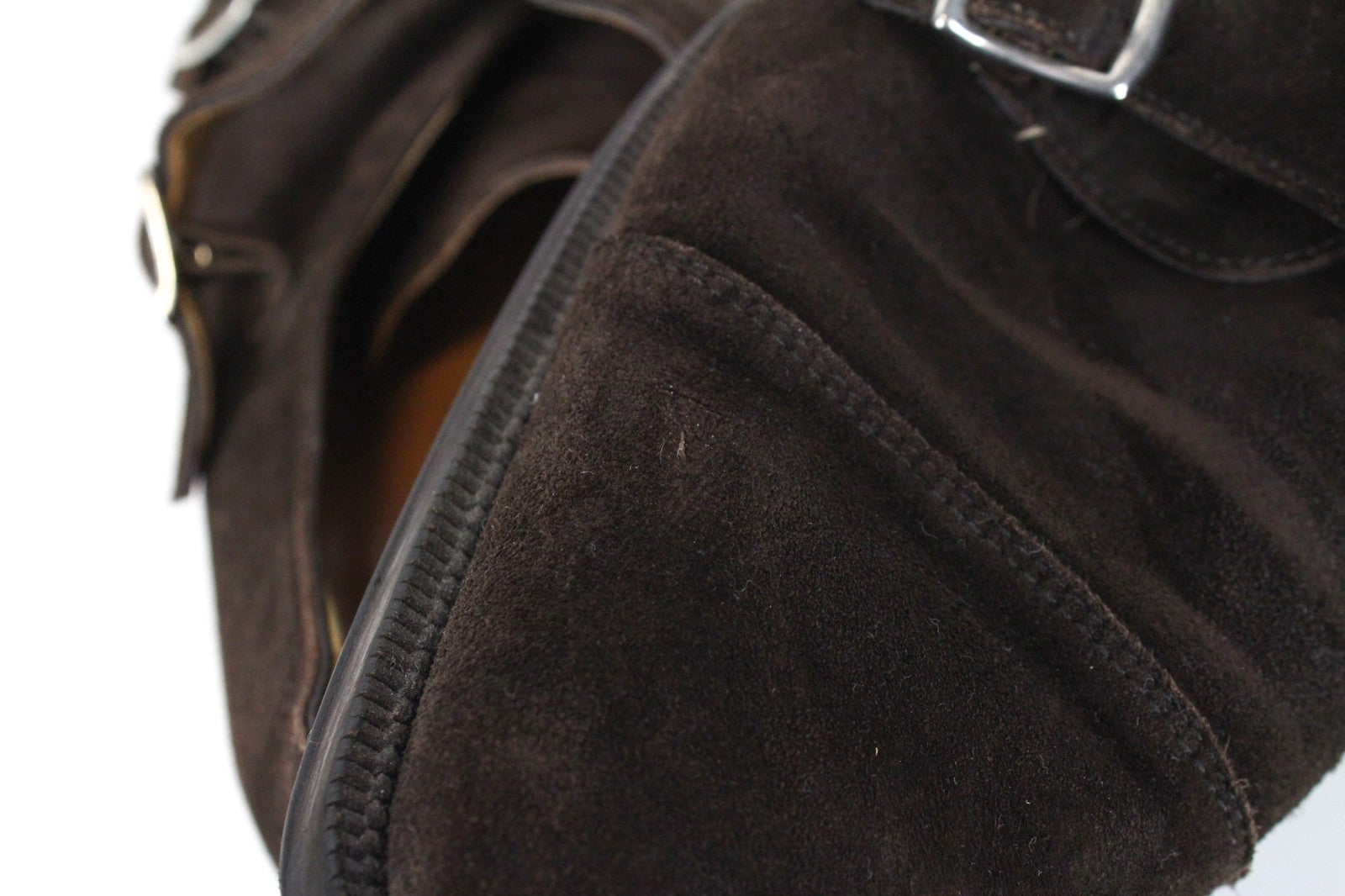 SUITSUPPLY Men's Formal Shoes EU41 Brown Suede Leather Double Buckle Low-Top