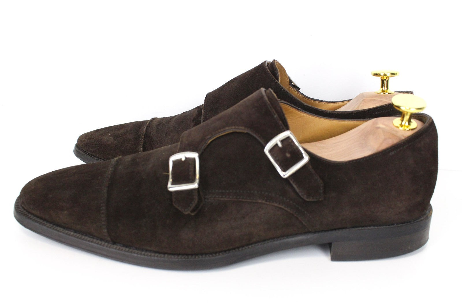 SUITSUPPLY Men's Formal Shoes EU41 Brown Suede Leather Double Buckle Low-Top