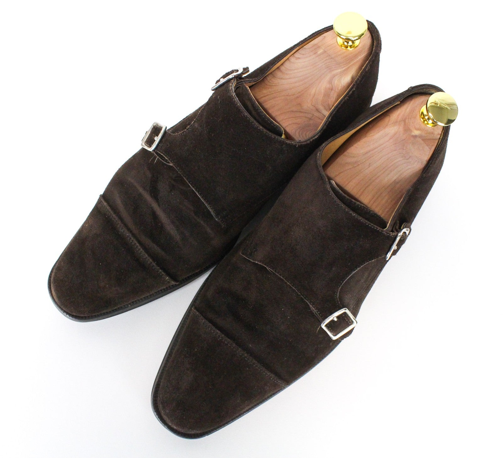 SUITSUPPLY Men's Formal Shoes EU41 Brown Suede Leather Double Buckle Low-Top