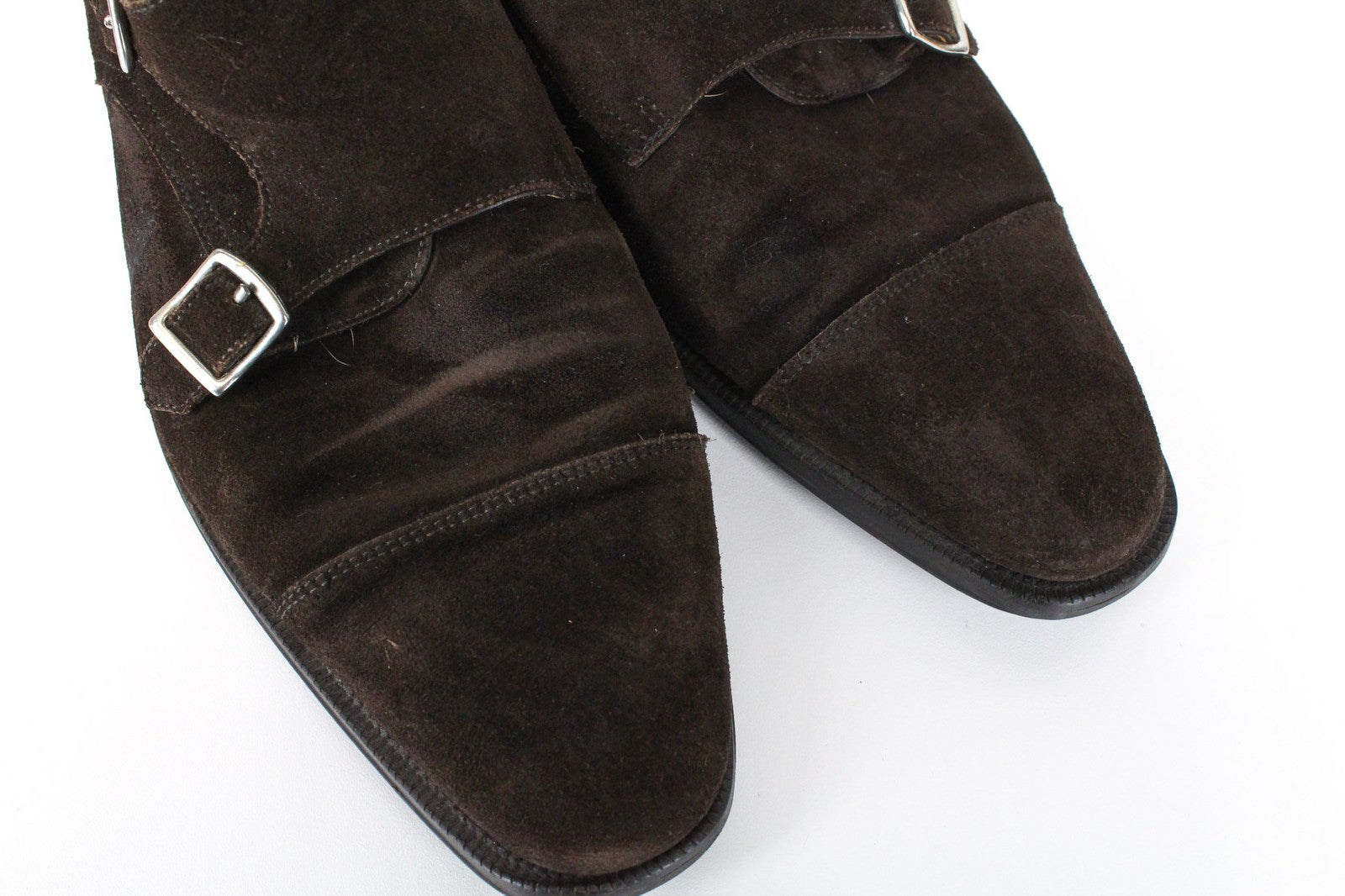 SUITSUPPLY Men's Formal Shoes EU41 Brown Suede Leather Double Buckle Low-Top