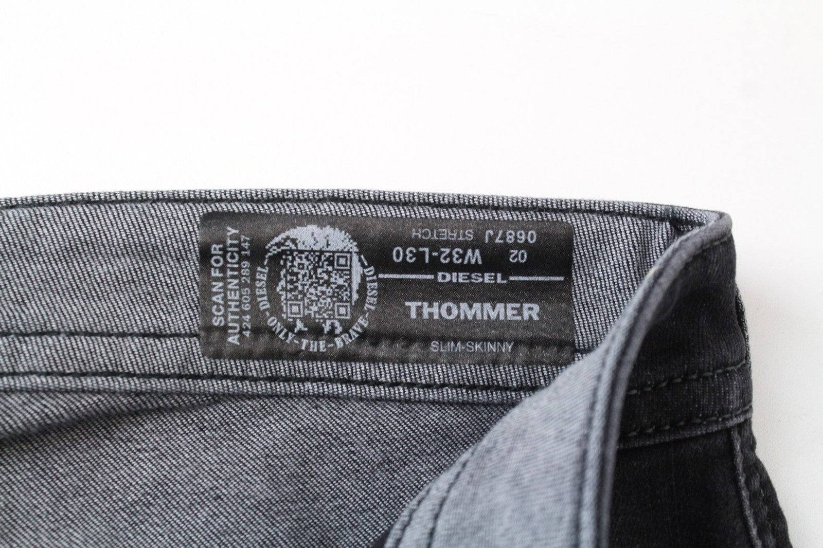 DIESEL Thommer 0687J Men's Jeans W32/L30 Dark Grey Cotton Stretch Slim-Skinny