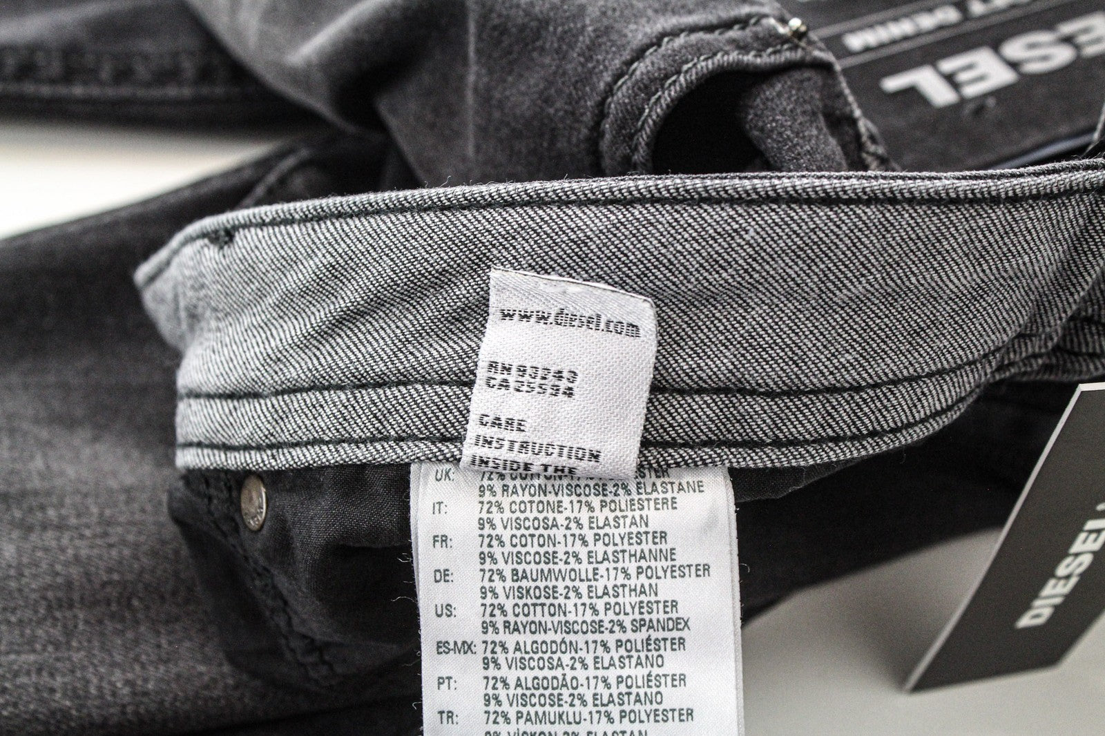 DIESEL Thommer 0687J Men's Jeans W32/L30 Dark Grey Cotton Stretch Slim-Skinny