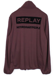 REPLAY Men's Sweatshirt 2XL Deep Red Long Sleeve Zip-Up Pocket Casual Style