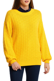 GANT Signature Textured C-Neck Women Jumper M Yellow Knitted Casual Pullover