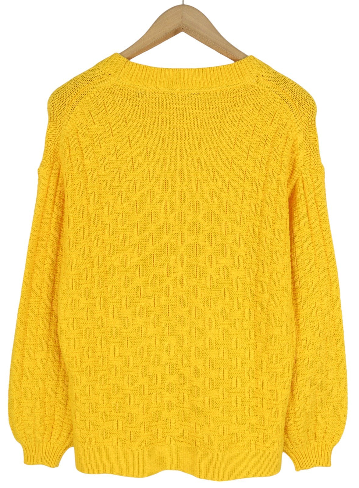 GANT Signature Textured C-Neck Women Jumper M Yellow Knitted Casual Pullover