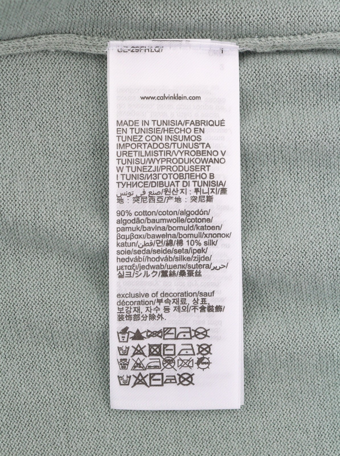 CALVIN KLEIN Cotton Silk Blend Cn Men Jumper L Light Green Crew Knit Pullover