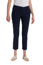 GANT Classic Cropped Chino Women Trousers EU36 Dark Blue Slim Fit Zip Fly Logo