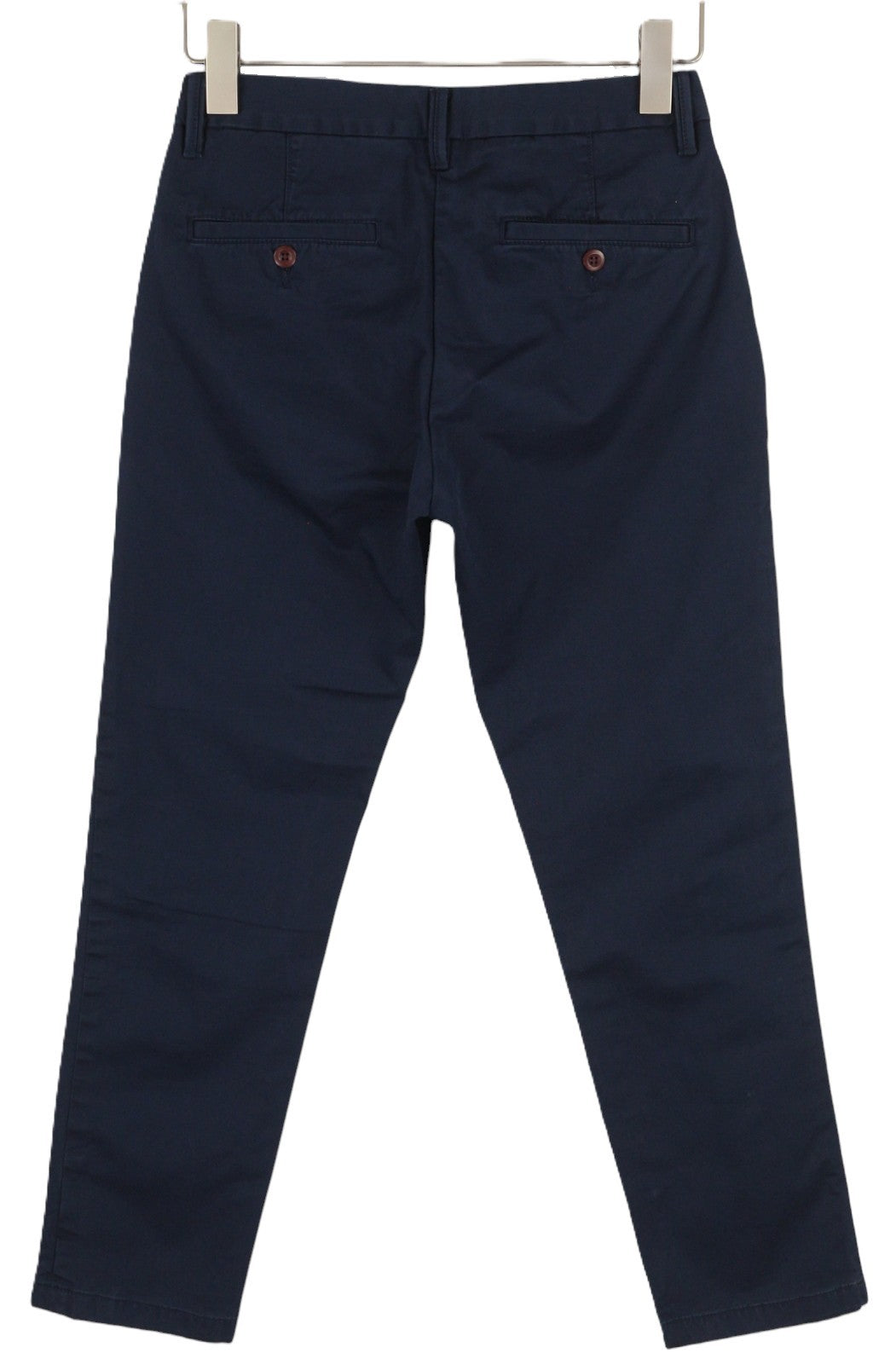 GANT Classic Cropped Chino Women Trousers EU36 Dark Blue Slim Fit Zip Fly Logo