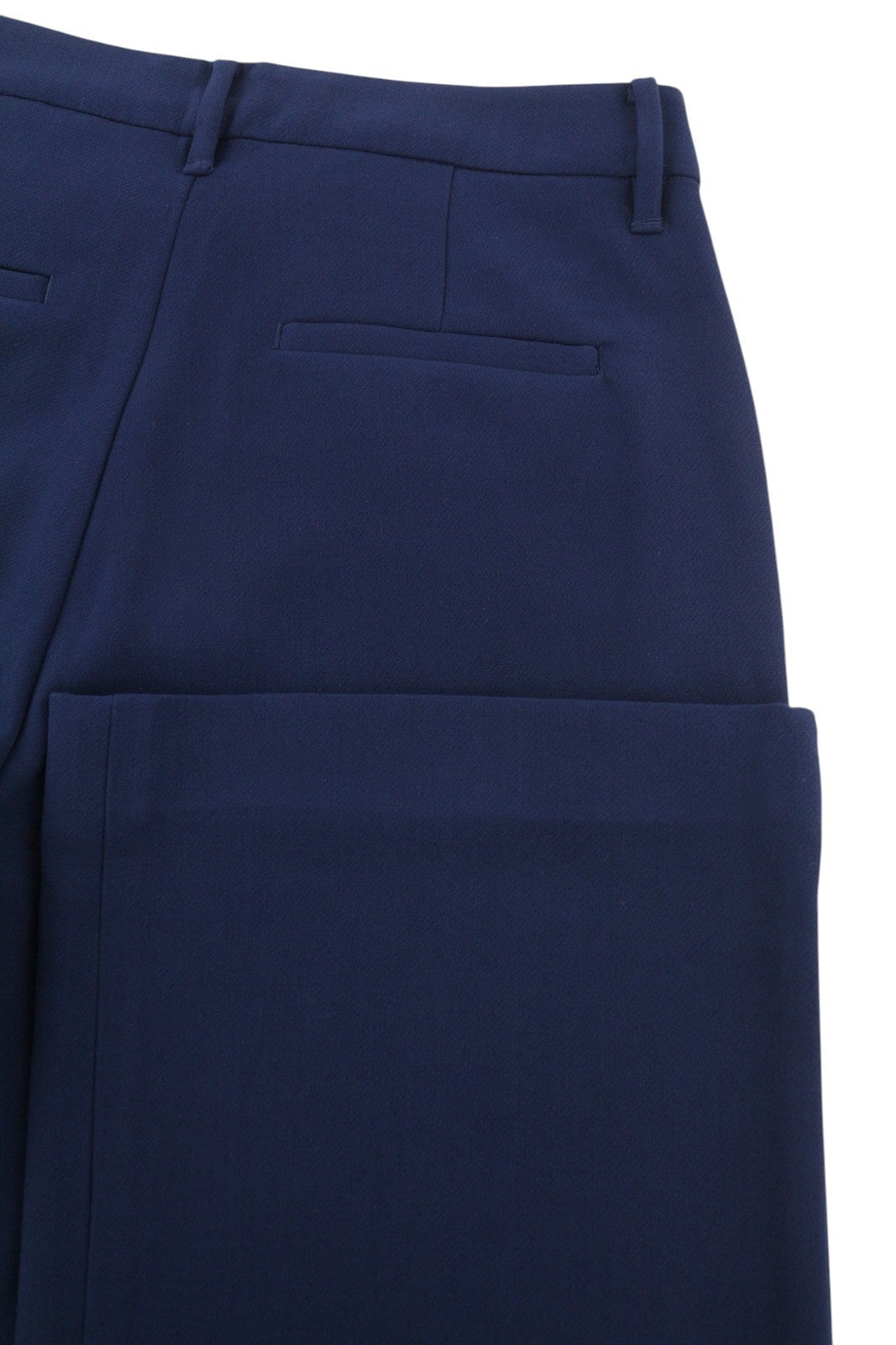 GANT Wide Drape Women Trousers EU34 Dark Blue Flat Front Zip Fly Logo Casual