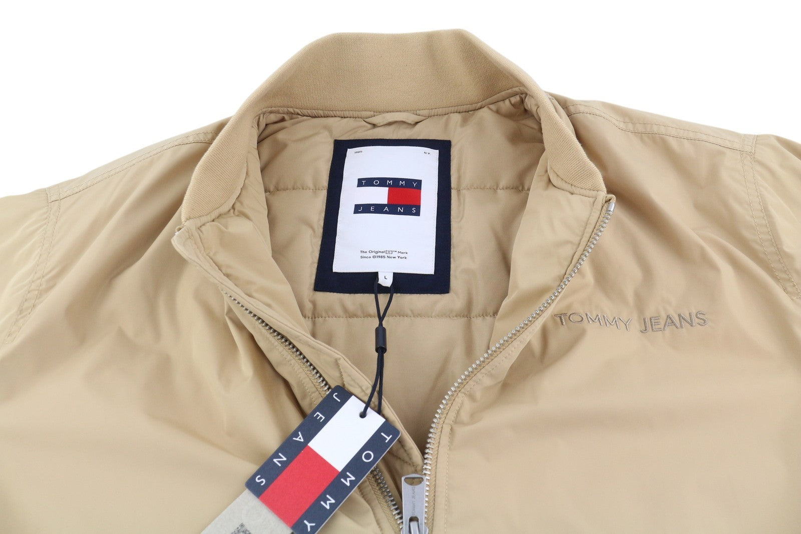 TOMMY HILFIGER Tjm Classics Bomber Men Jacket L Beige Padded Full Zip RRP€209